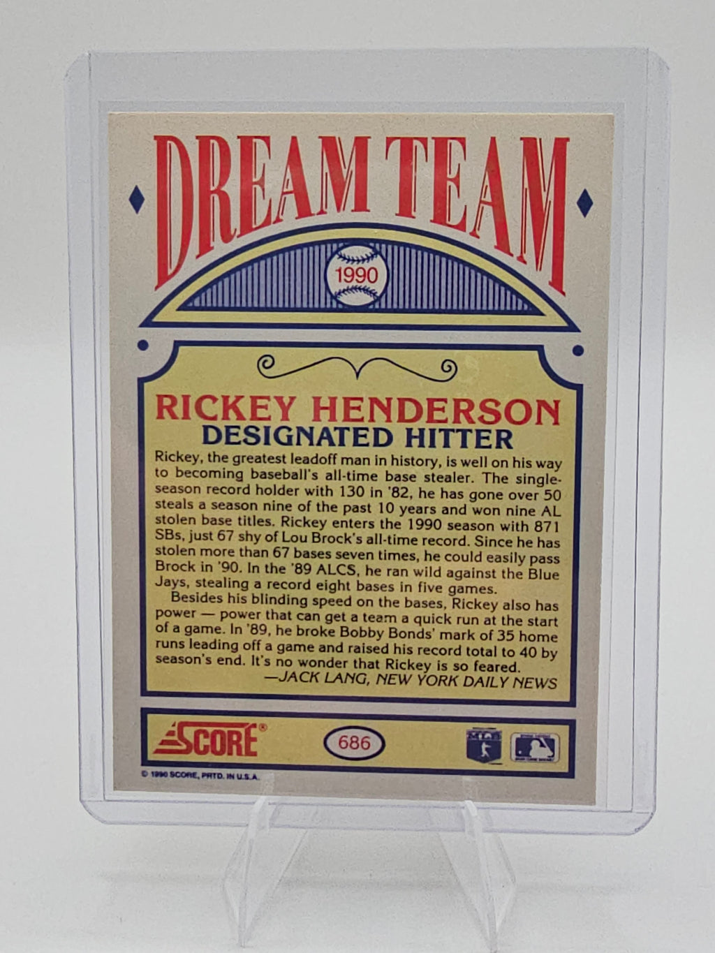 1990 Score #686 Rickey Henderson