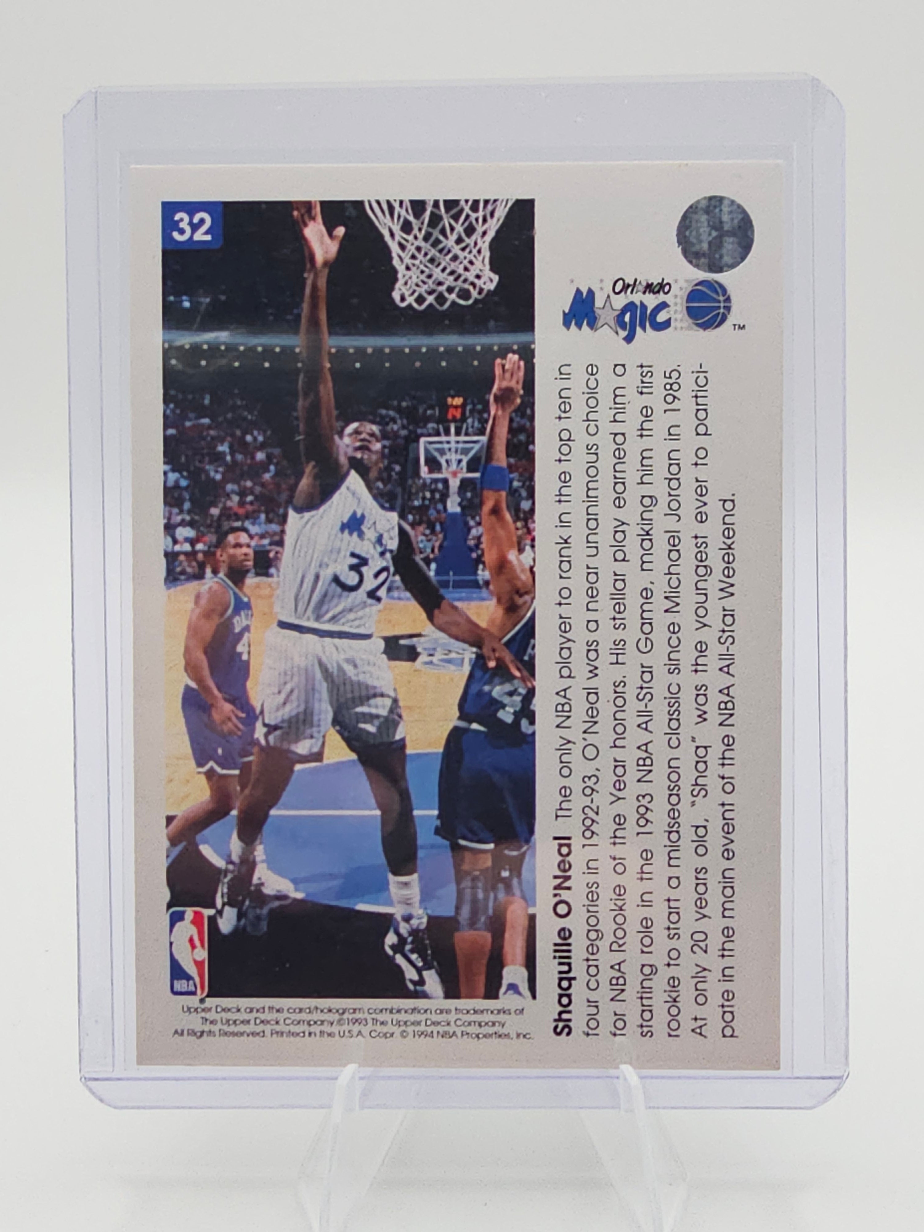1994 Upper Deck Shaquille O'Neal Pro View 3D Insert Orlando Magic NBA Card
