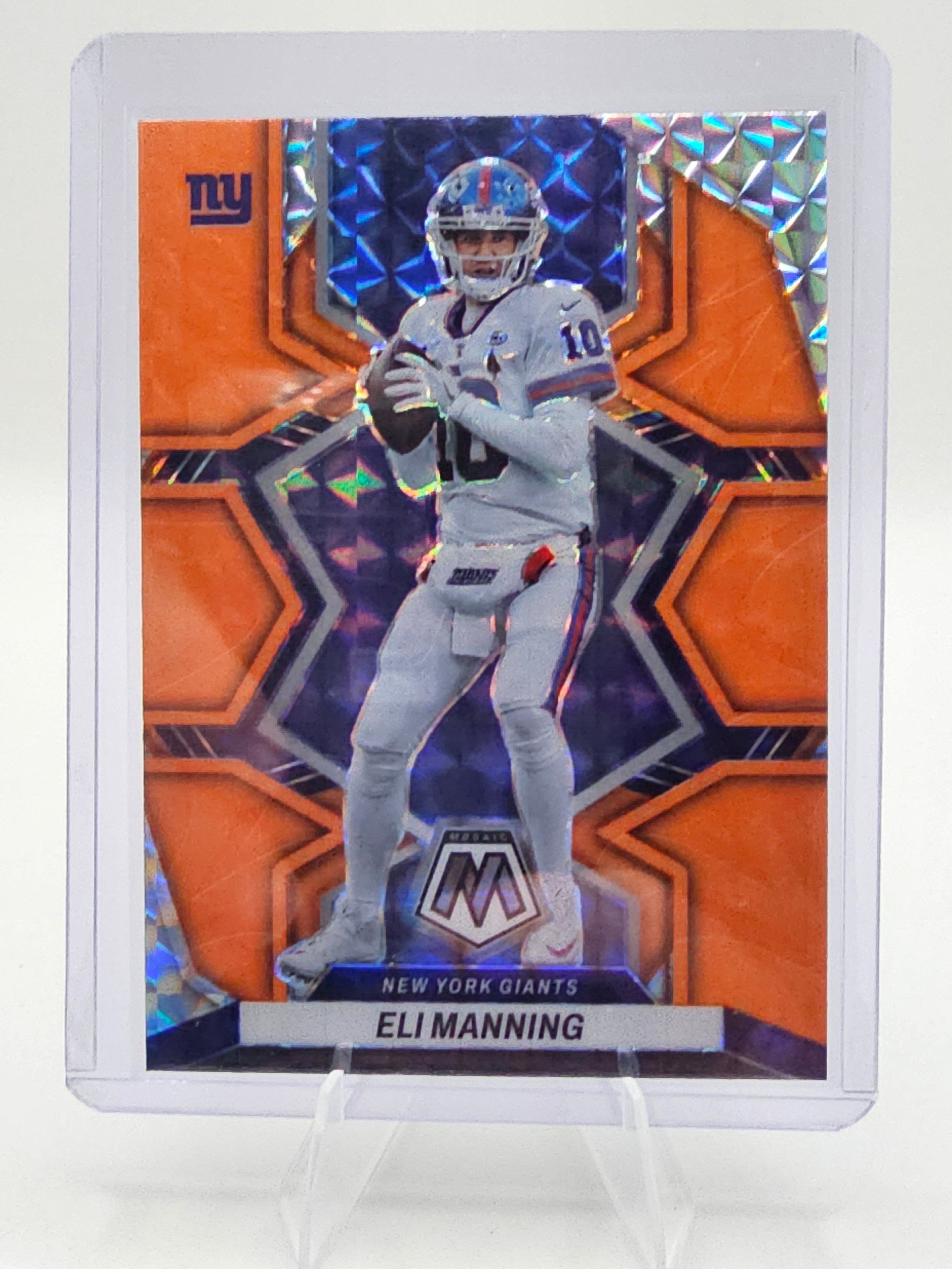 2022 Eli Manning Mosaic Orange Reactive Prizm New York Giants NFL Football Card