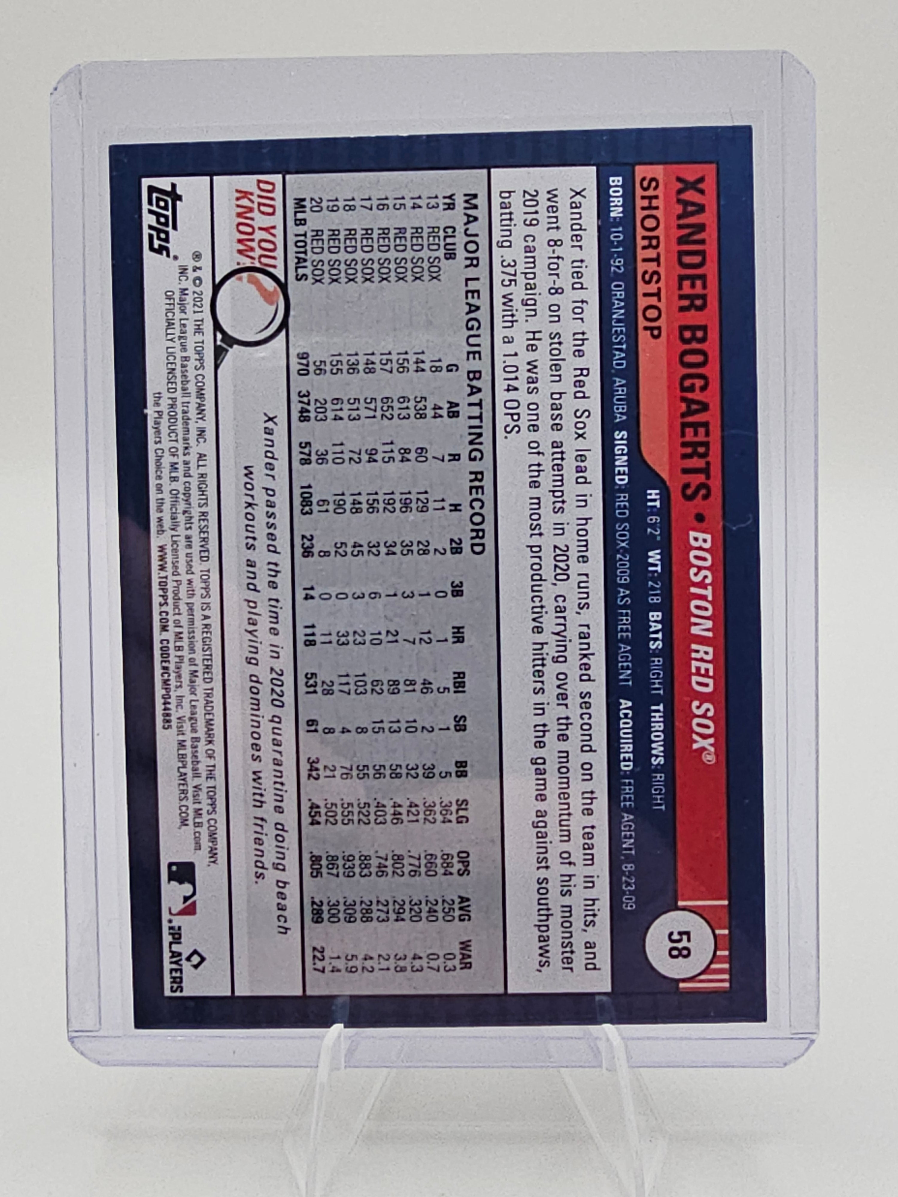 Xander Bogaerts 2021 Topps Big League Blue Foil #048/199 Red Sox SP Parallel