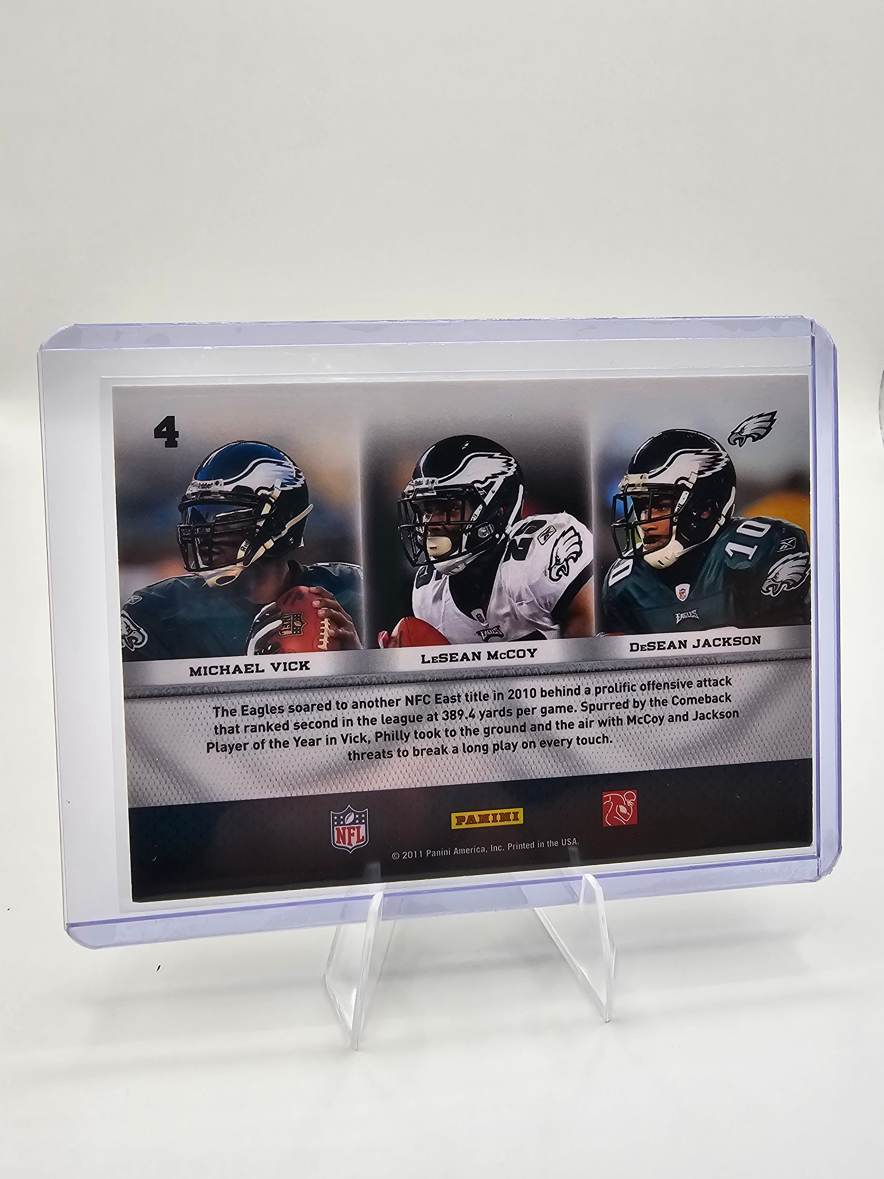 2011 Panini Threads Triple Threat Michael Vick / LeSean McCoy / DeSean Jackson