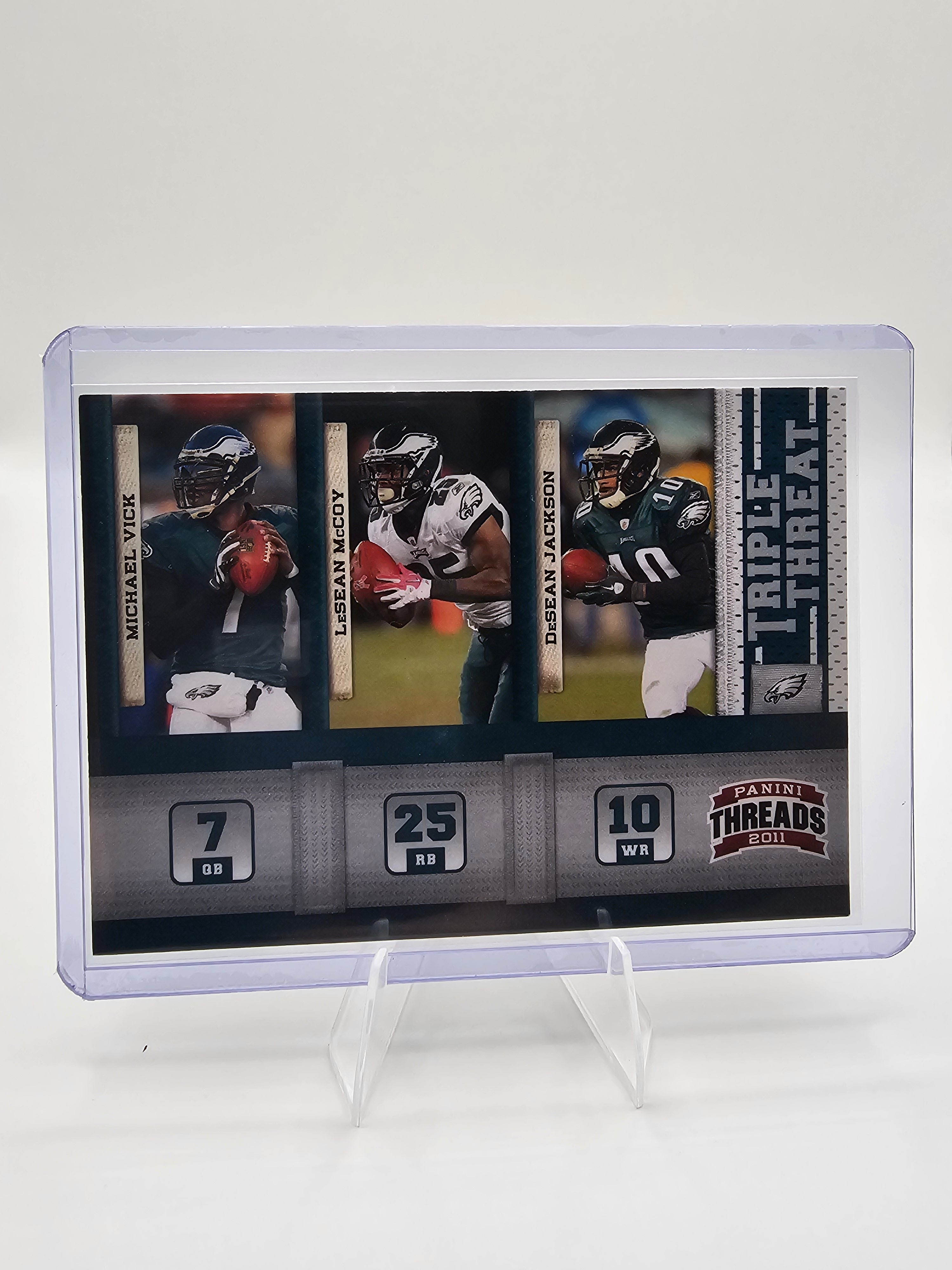 2011 Panini Threads Triple Threat Michael Vick / LeSean McCoy / DeSean Jackson