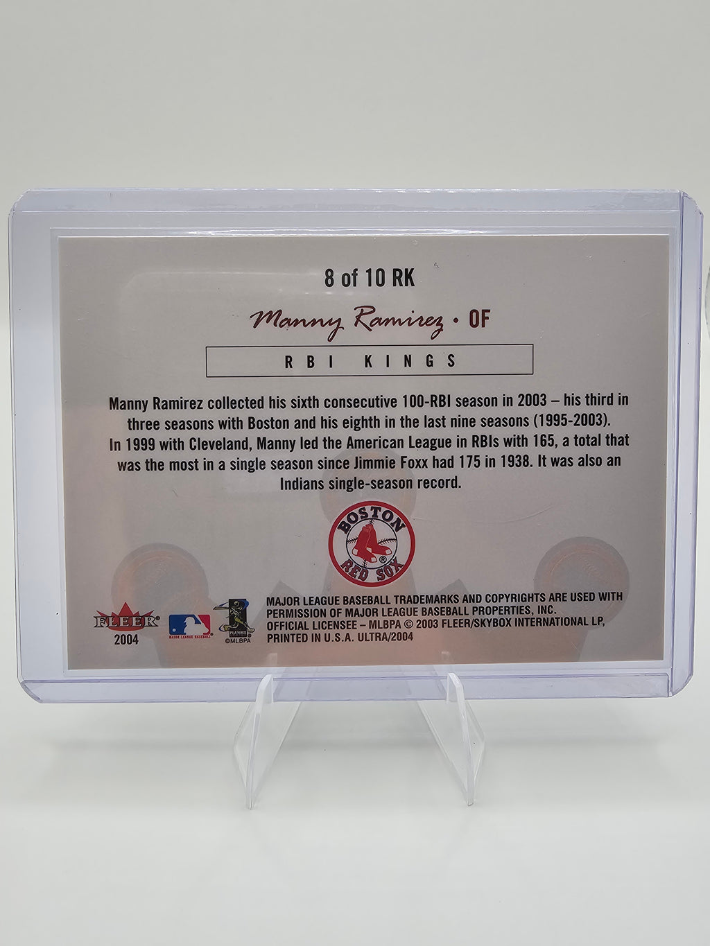 2004 Fleer Ultra RBI Kings Manny Ramirez Insert #8/ Boston Red Sox