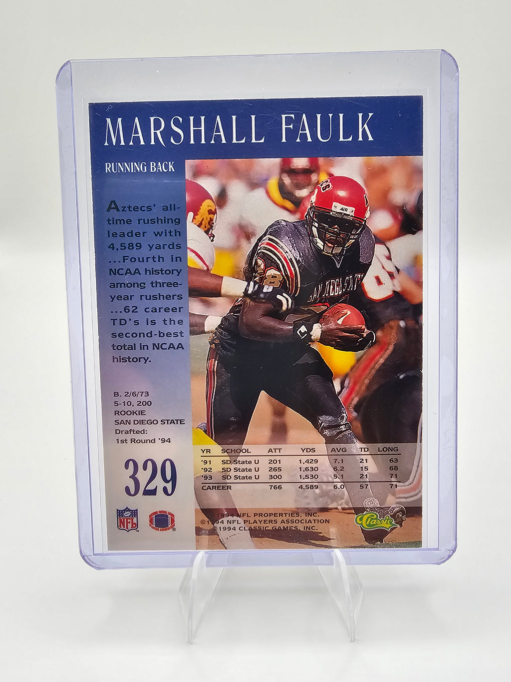 1994 Pro Line Classic Marshall Faulk Rookie Card / Indianapolis Colts