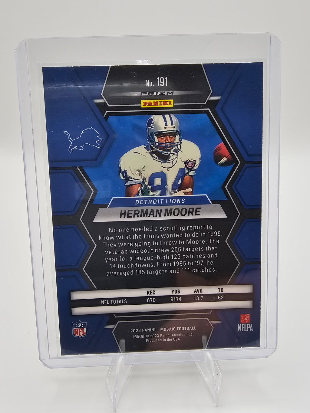 🦁🔥 Herman Moore 2023 Panini Mosaic Blue Reactive / Detroit Lions 🔥🦁