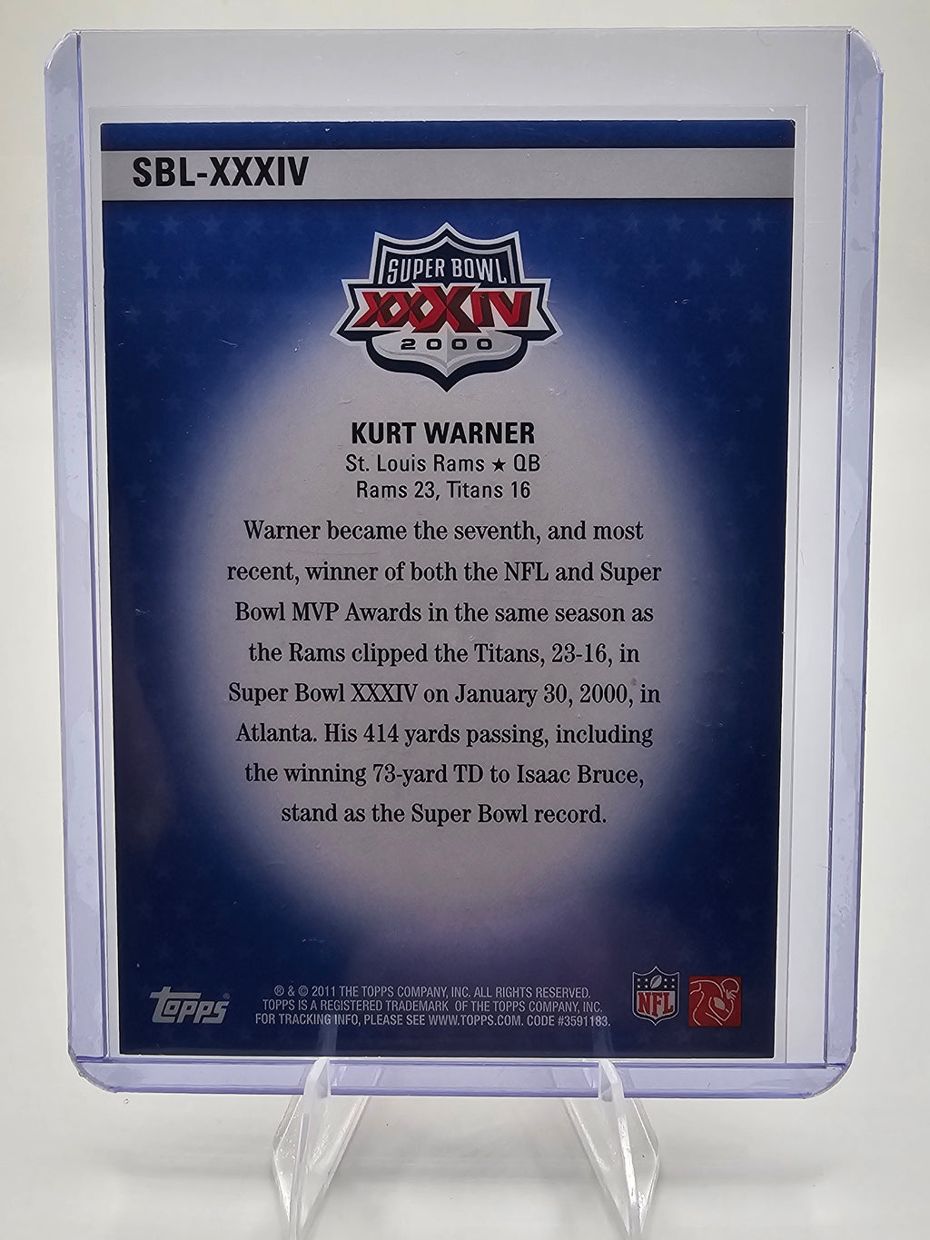 2011 Topps #SBL-XXXIV Kurt Warner Super Bowl Legends
