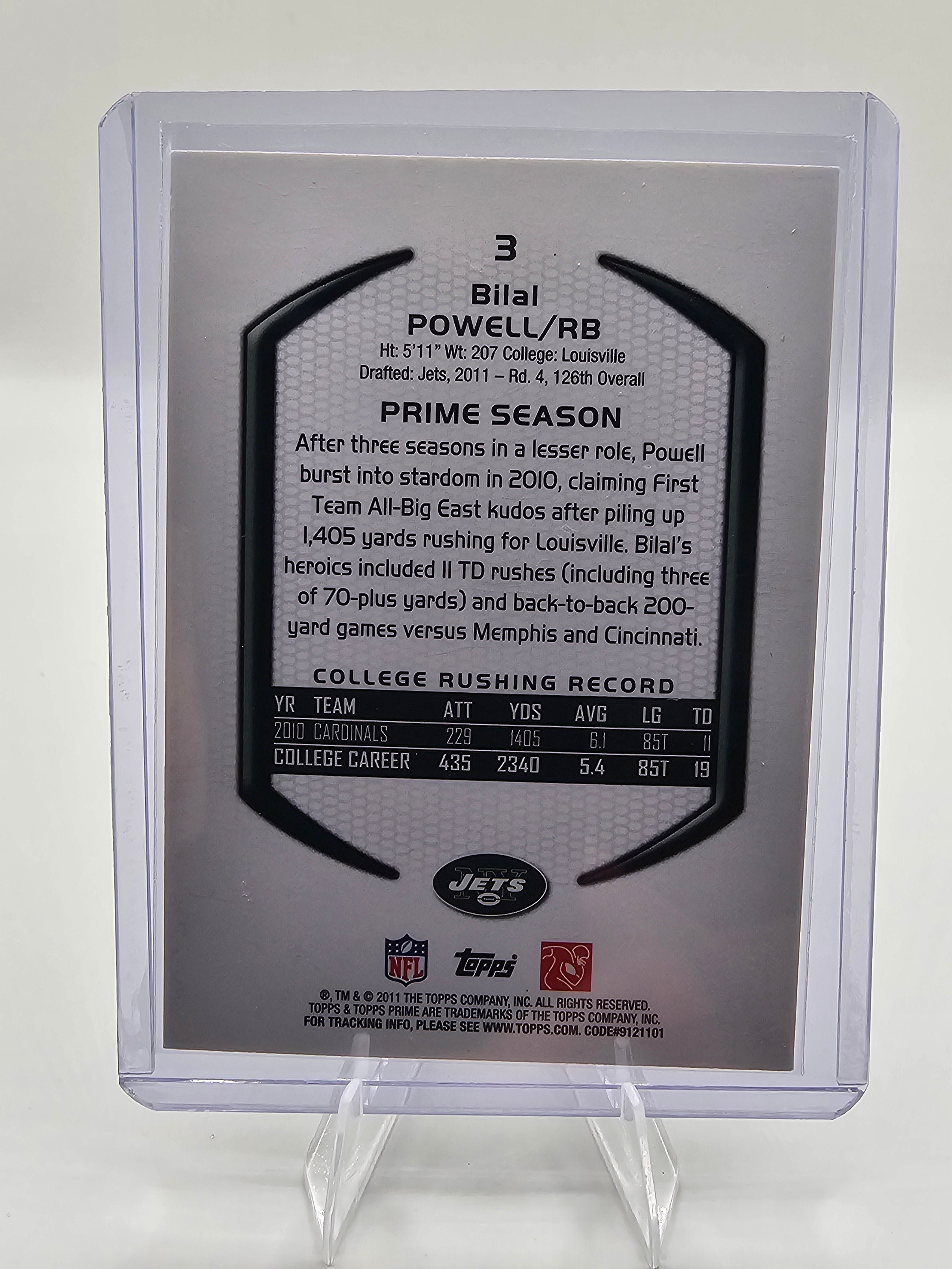 2011 Topps Prime Bilal Powell Rookie Card #60 #370/699 New York Jets