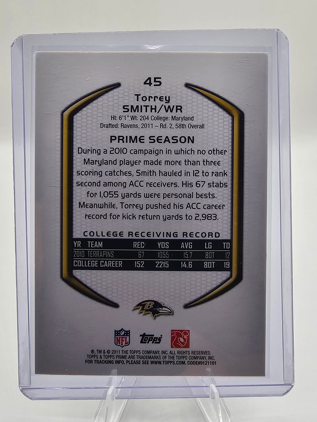 2011 Topps Prime #45 Torrey Smith #086/399