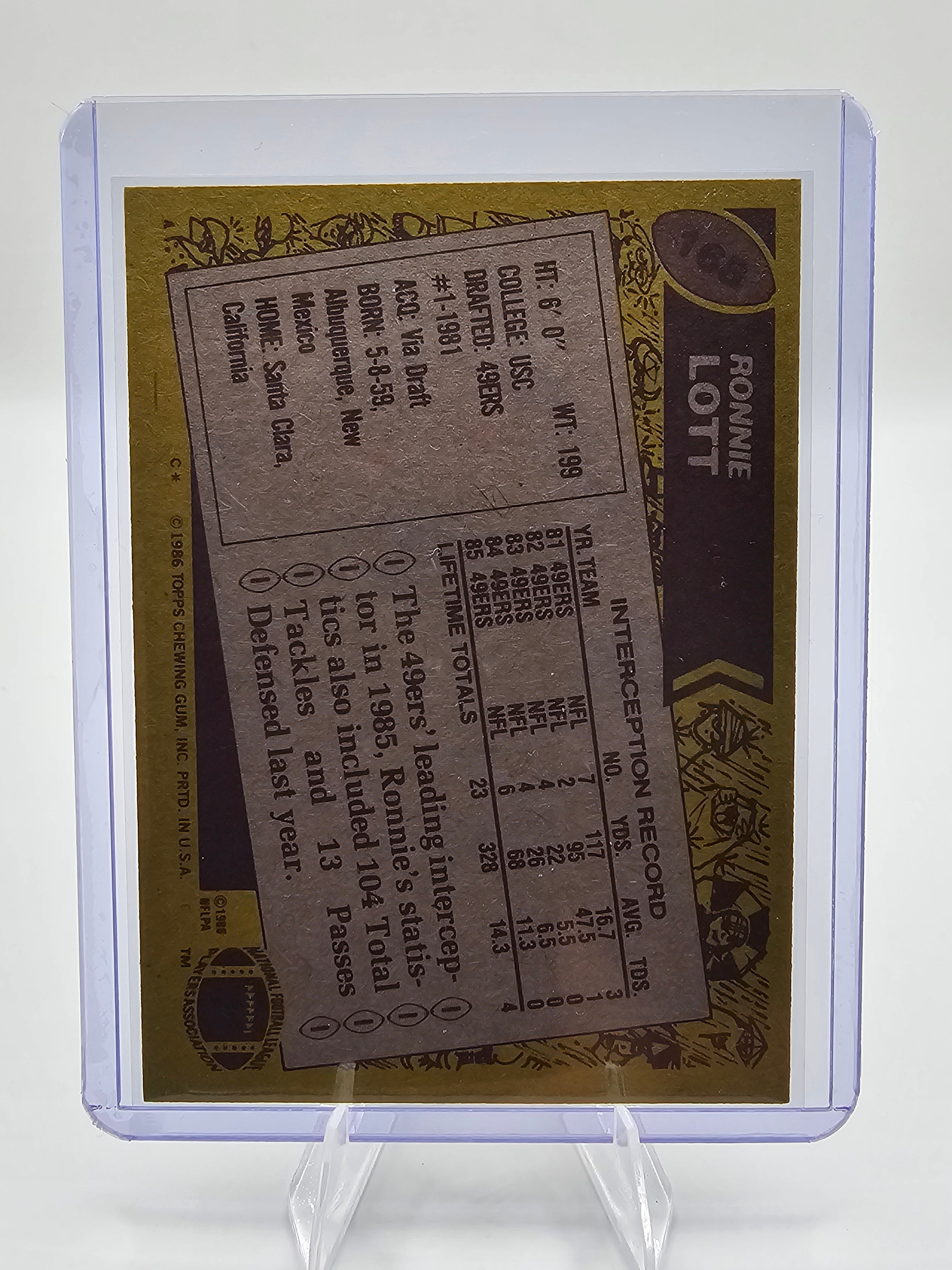 1986 Topps #168 Ronnie Lott