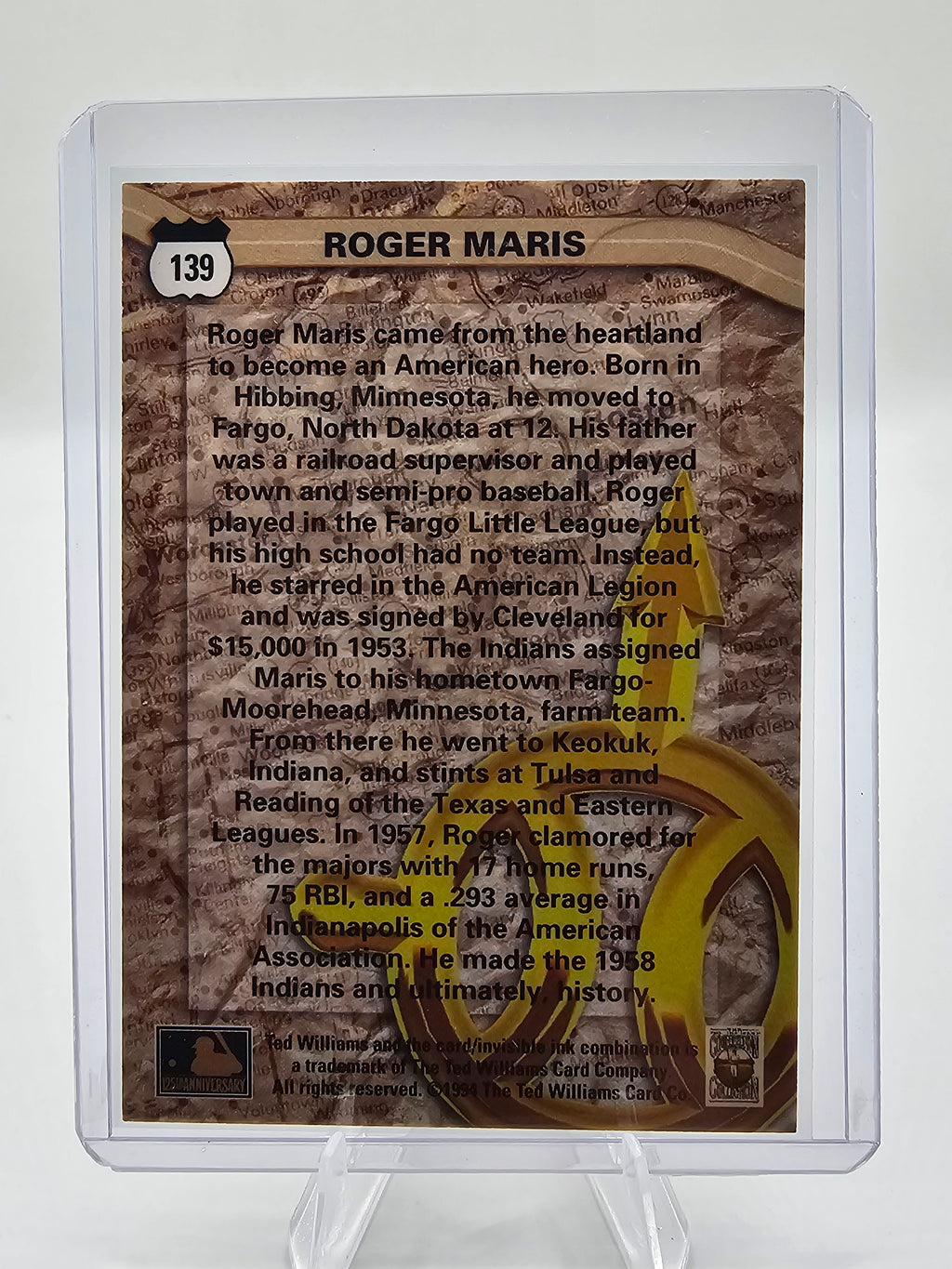 1994 Ted Williams Card Company #139 Roger Maris