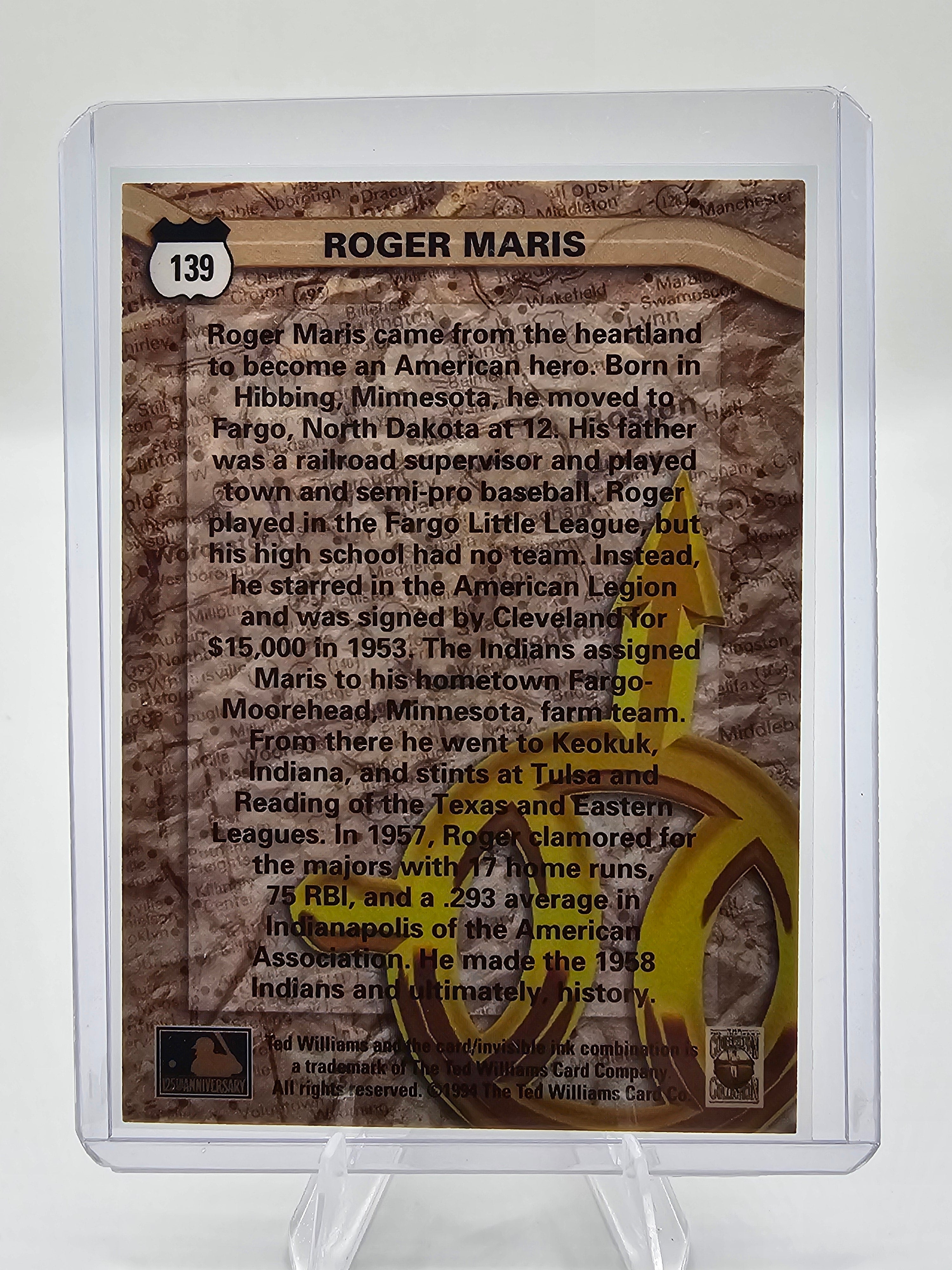 1994 Ted Williams Card Company #139 Roger Maris