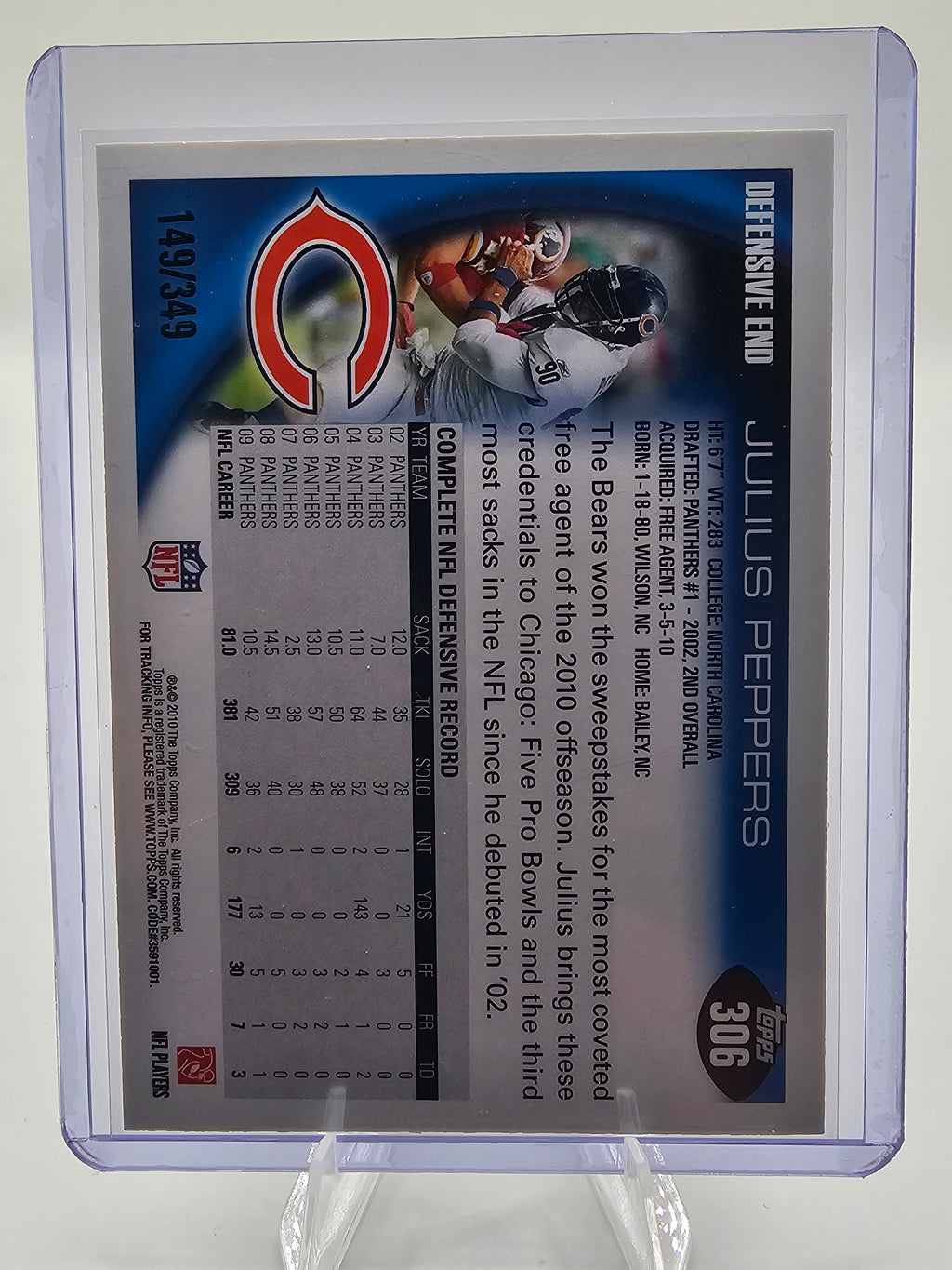 2010 Topps Chrome 306 Julius Peppers #149/349