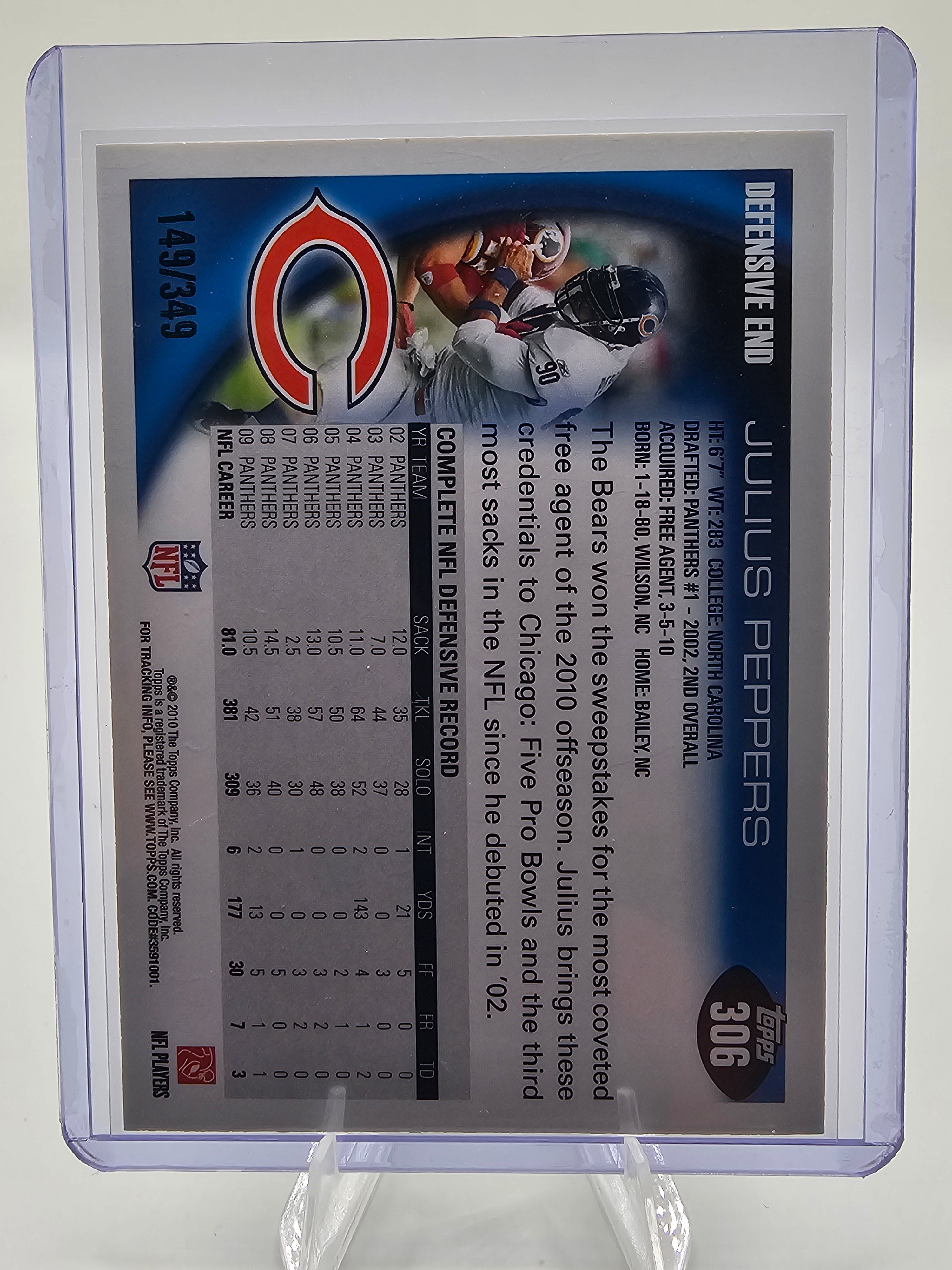 2010 Topps Chrome 306 Julius Peppers #149/349