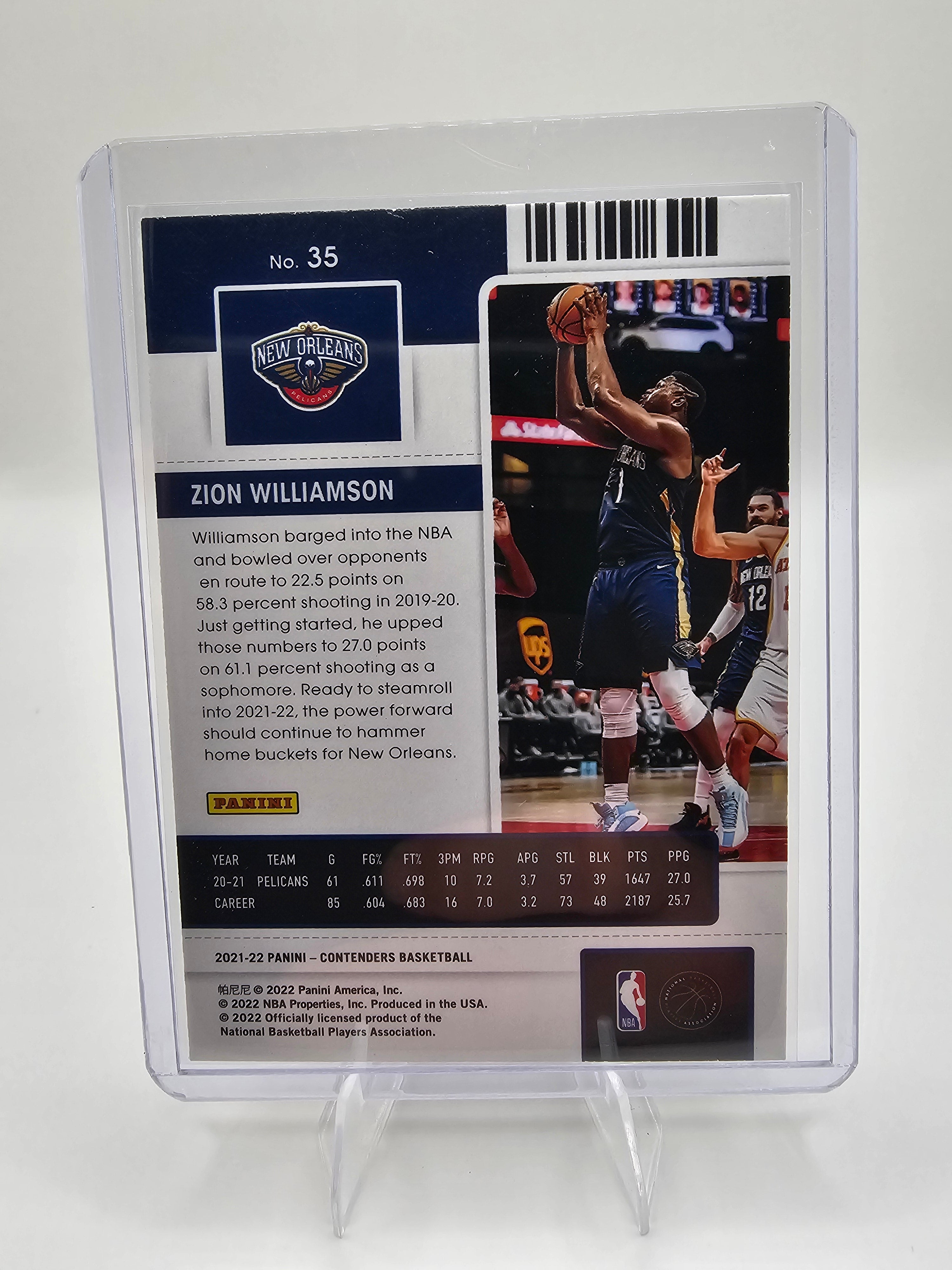 Zion Williamson 2021-22 Panini Contenders “Game Ticket” Card