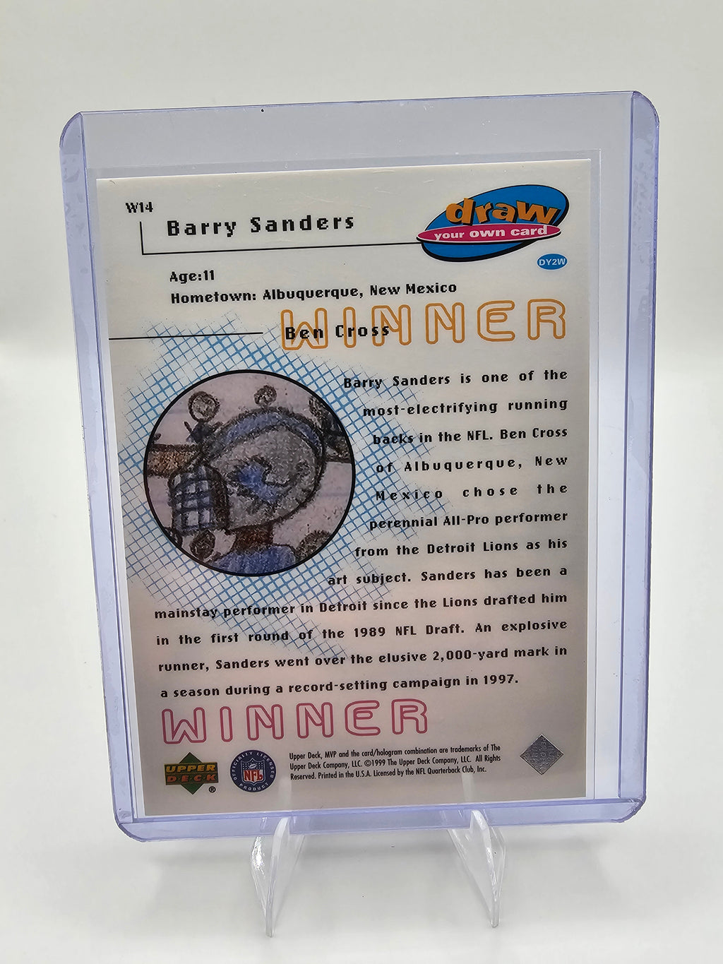 Barry Sanders “Running Back” Custom Kids Art Card