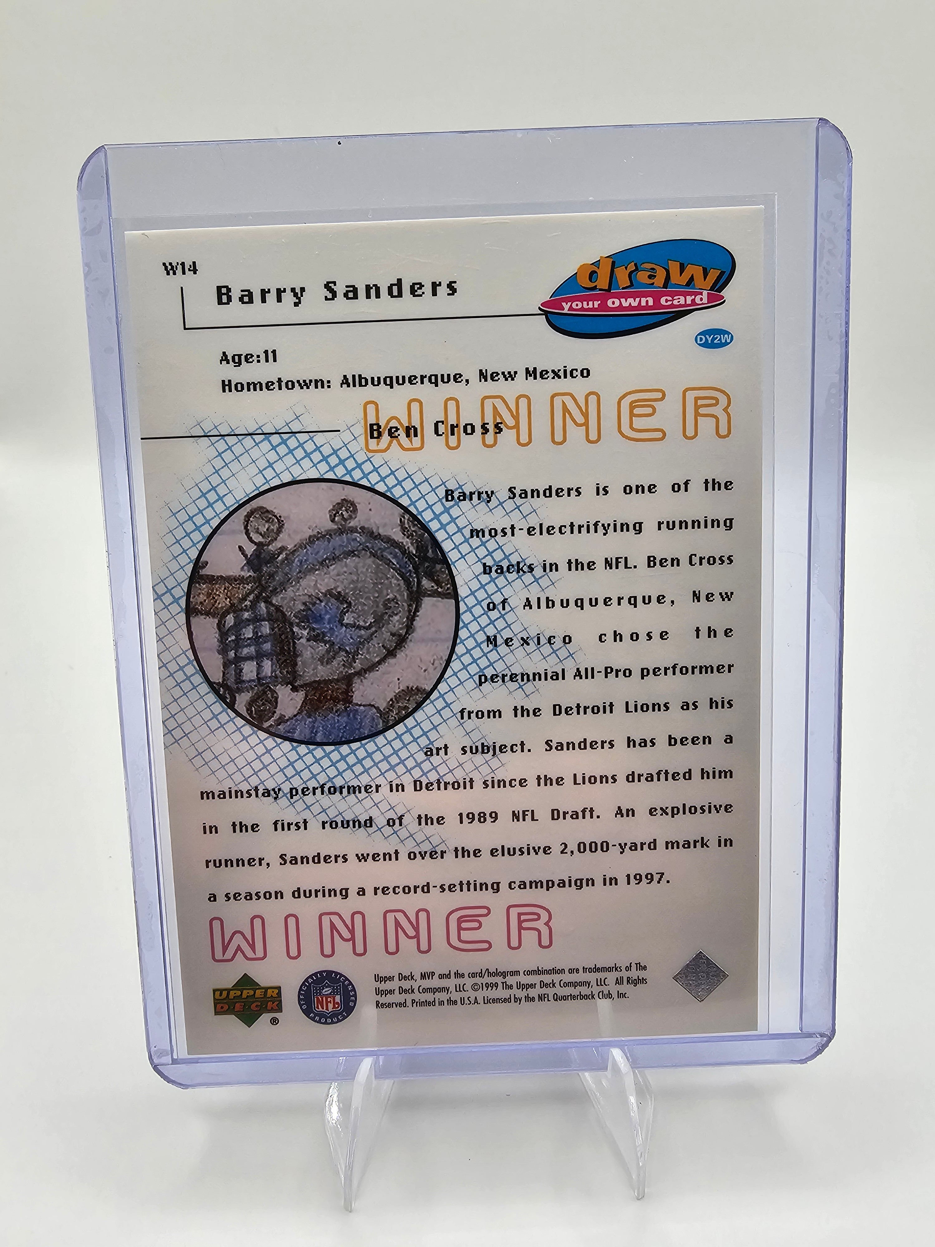 Barry Sanders “Running Back” Custom Kids Art Card