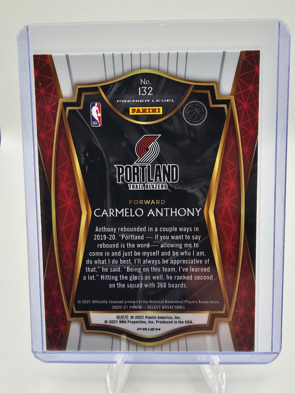 2020-21 Panini Select #132 Carmelo Anthony