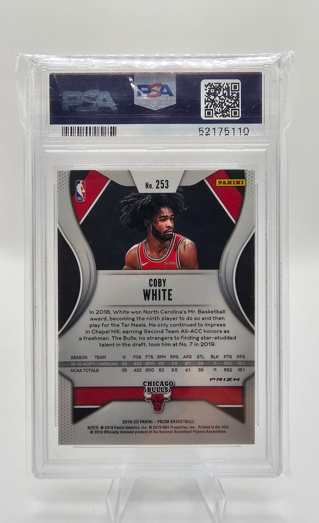 2019 Panini Prizm Coby White Green Prizm Rookie #253 – PSA 10 GEM MT Card