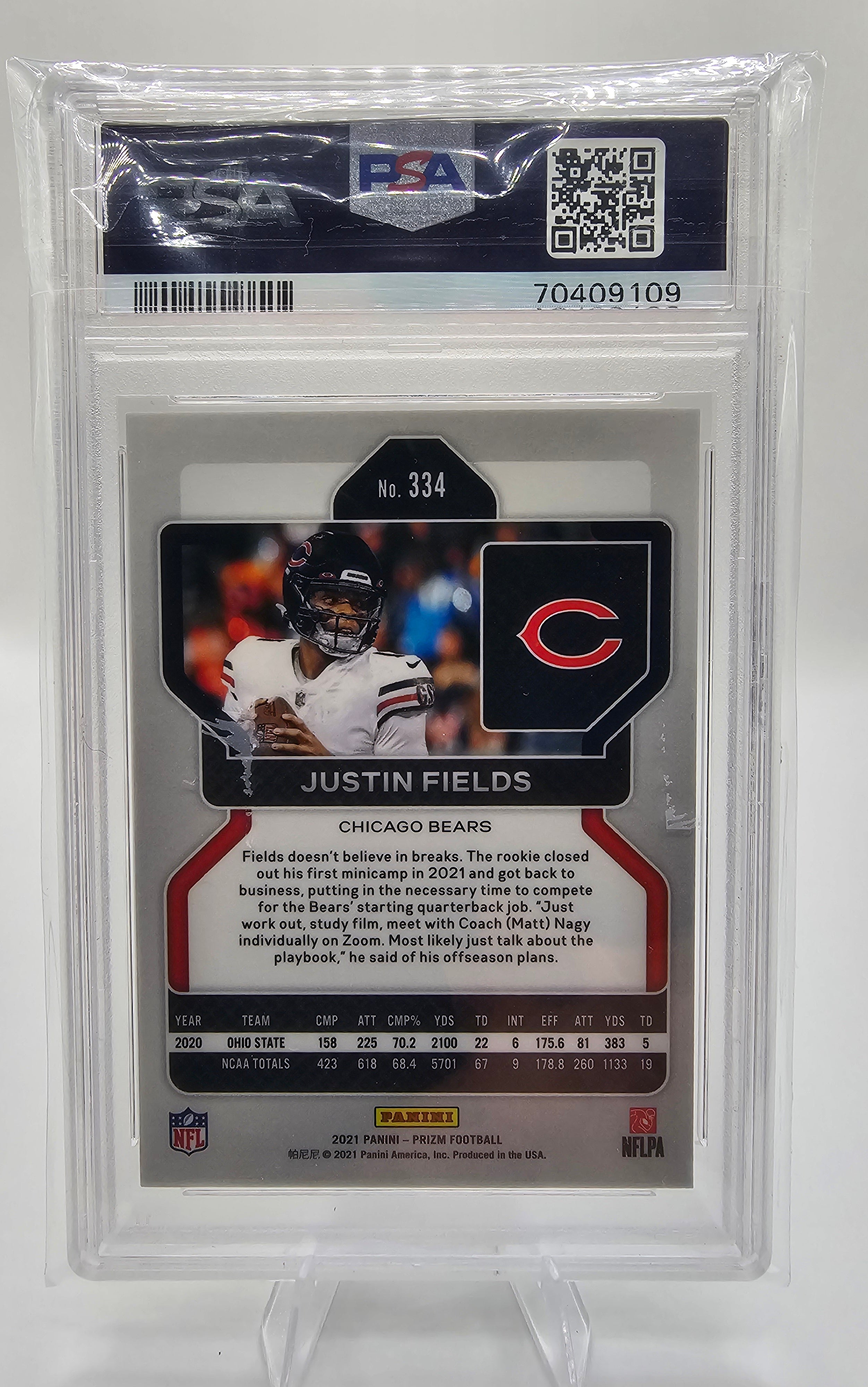 2021 Panini Prizm Justin Fields Rookie Card #334 – PSA 9 Mint