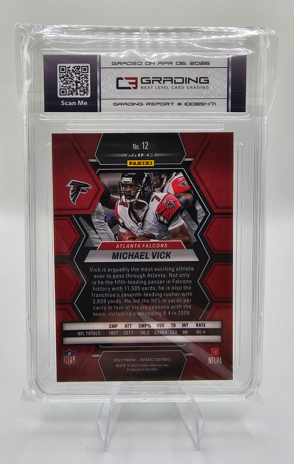 2022 Panini Michael Vick Silver Mosaic Prizm #12 – C3 Graded 8 RAW+ Card