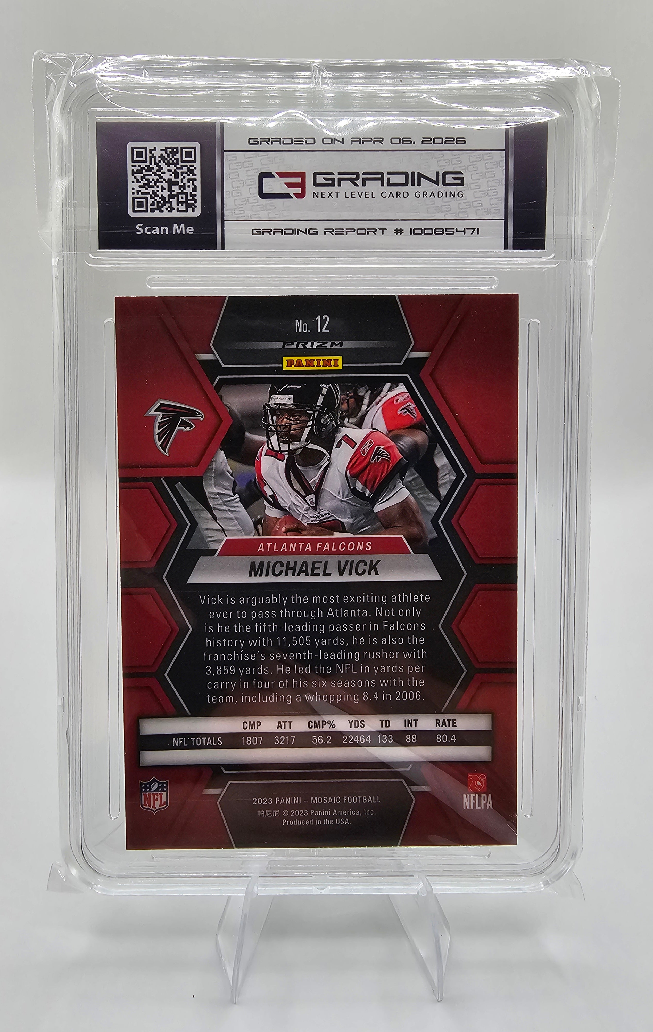 2022 Panini Michael Vick Silver Mosaic Prizm #12 – C3 Graded 8 RAW+ Card