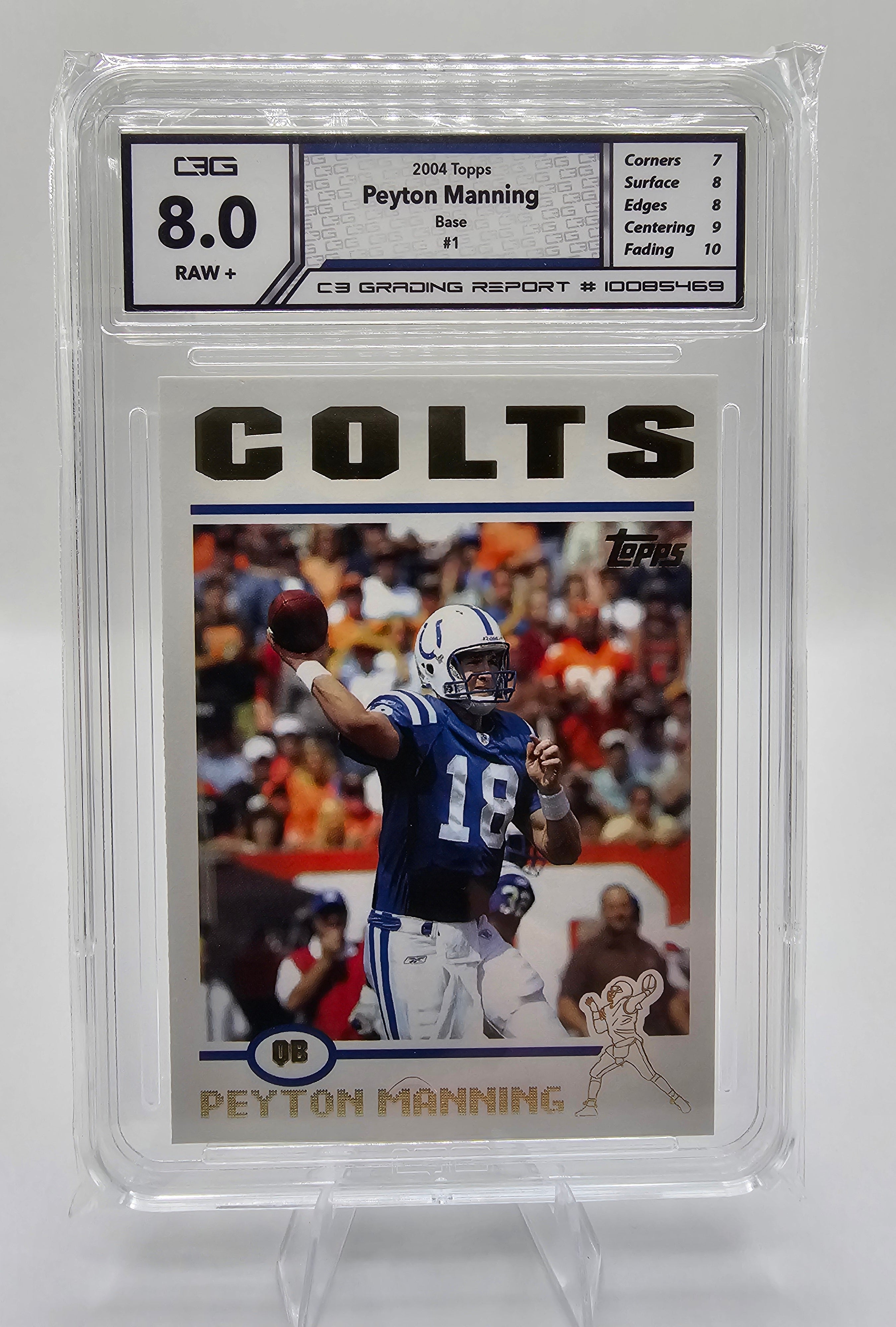 2004 Topps Peyton Manning #1 – C3 Graded 8 RAW+ Card