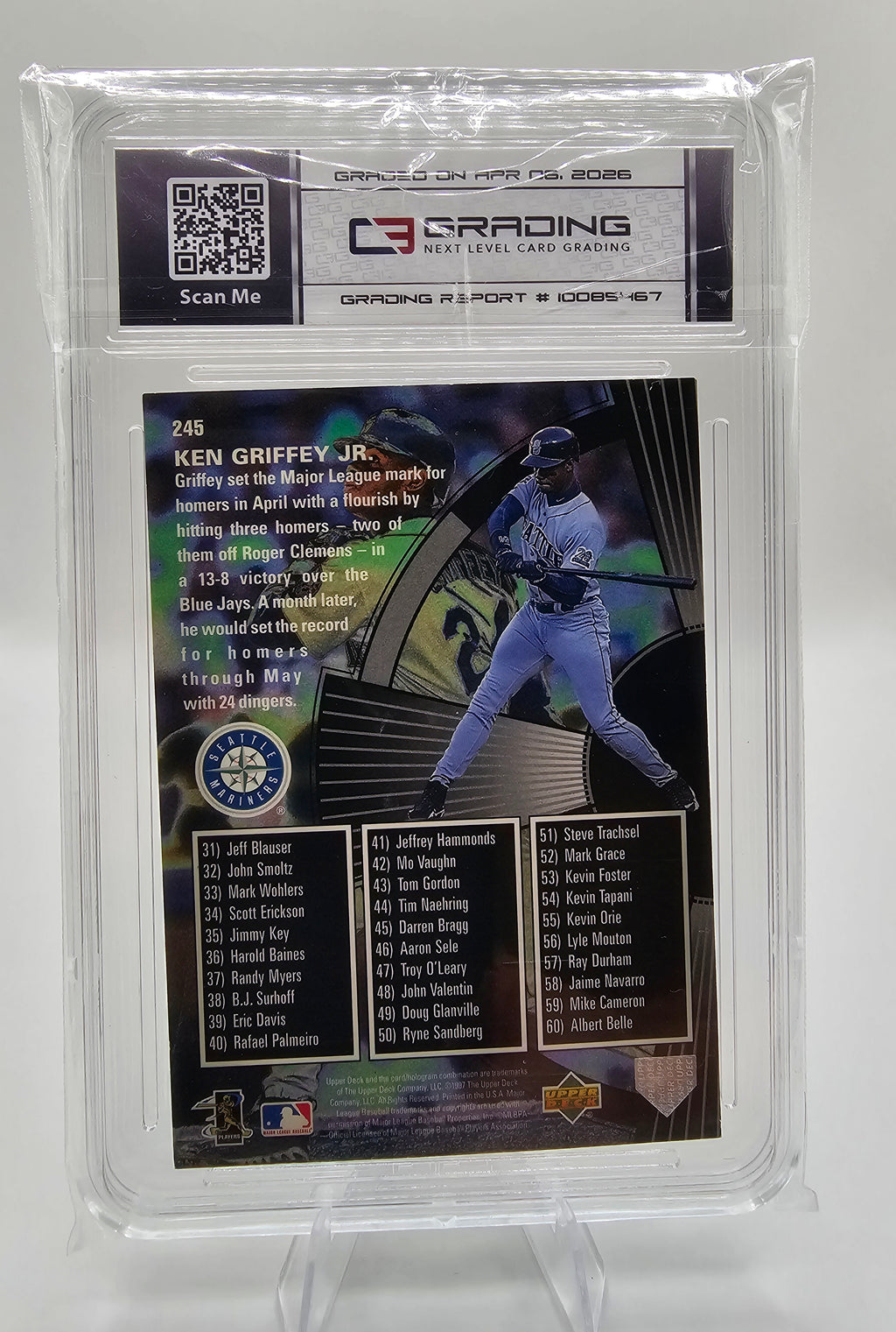 1998 Upper Deck Ken Griffey Jr. Season Highlights #245 – C3 Graded 8 RAW+ Card