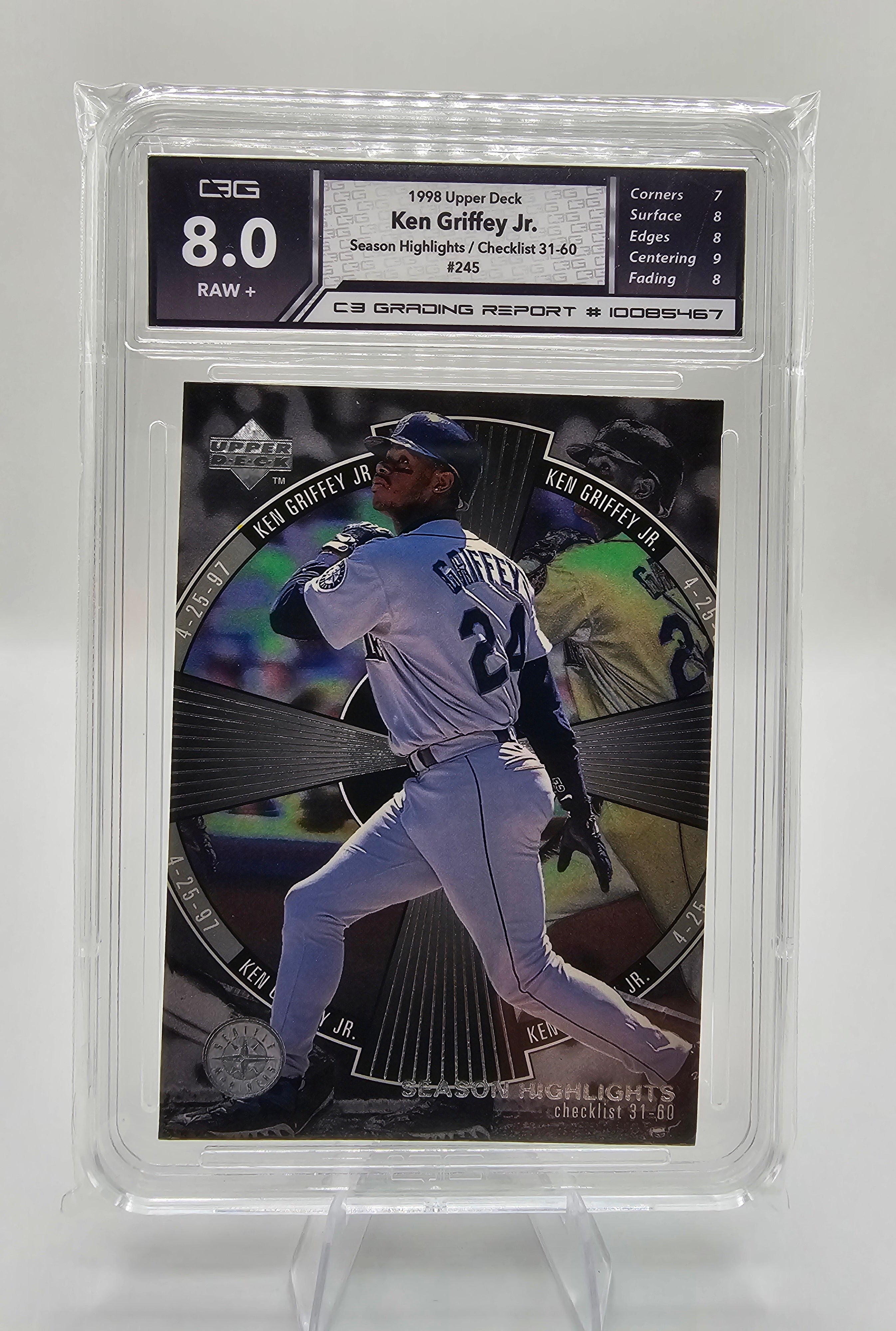 1998 Upper Deck Ken Griffey Jr. Season Highlights #245 – C3 Graded 8 RAW+ Card