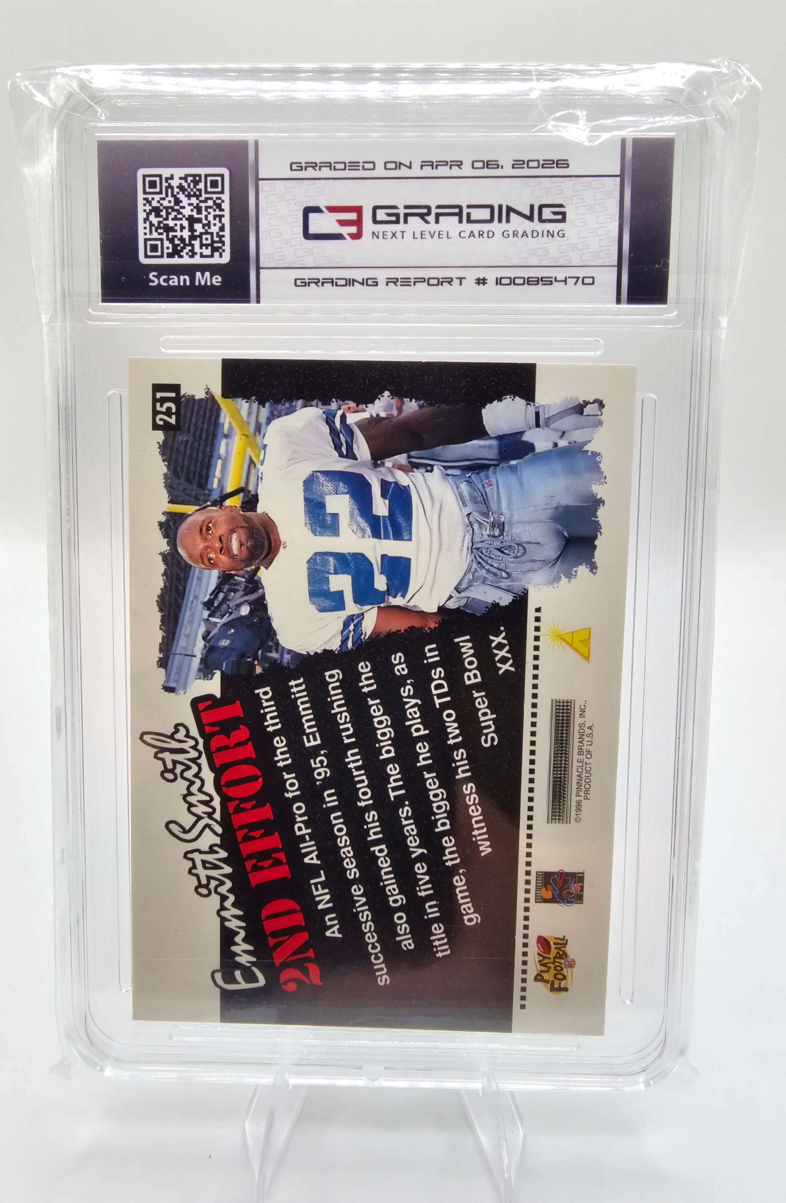 1996 Score Emmitt Smith “2nd Effort” #251 – C3 Graded 7.0