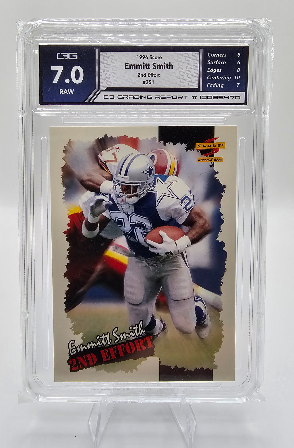 1996 Score Emmitt Smith “2nd Effort” #251 – C3 Graded 7.0