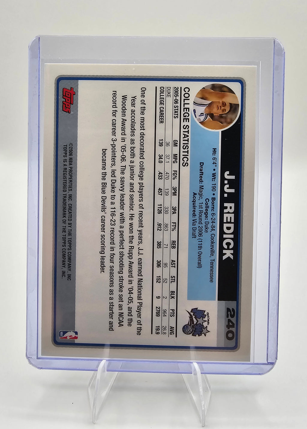 2006 Topps #240 J.J. Redick Duke