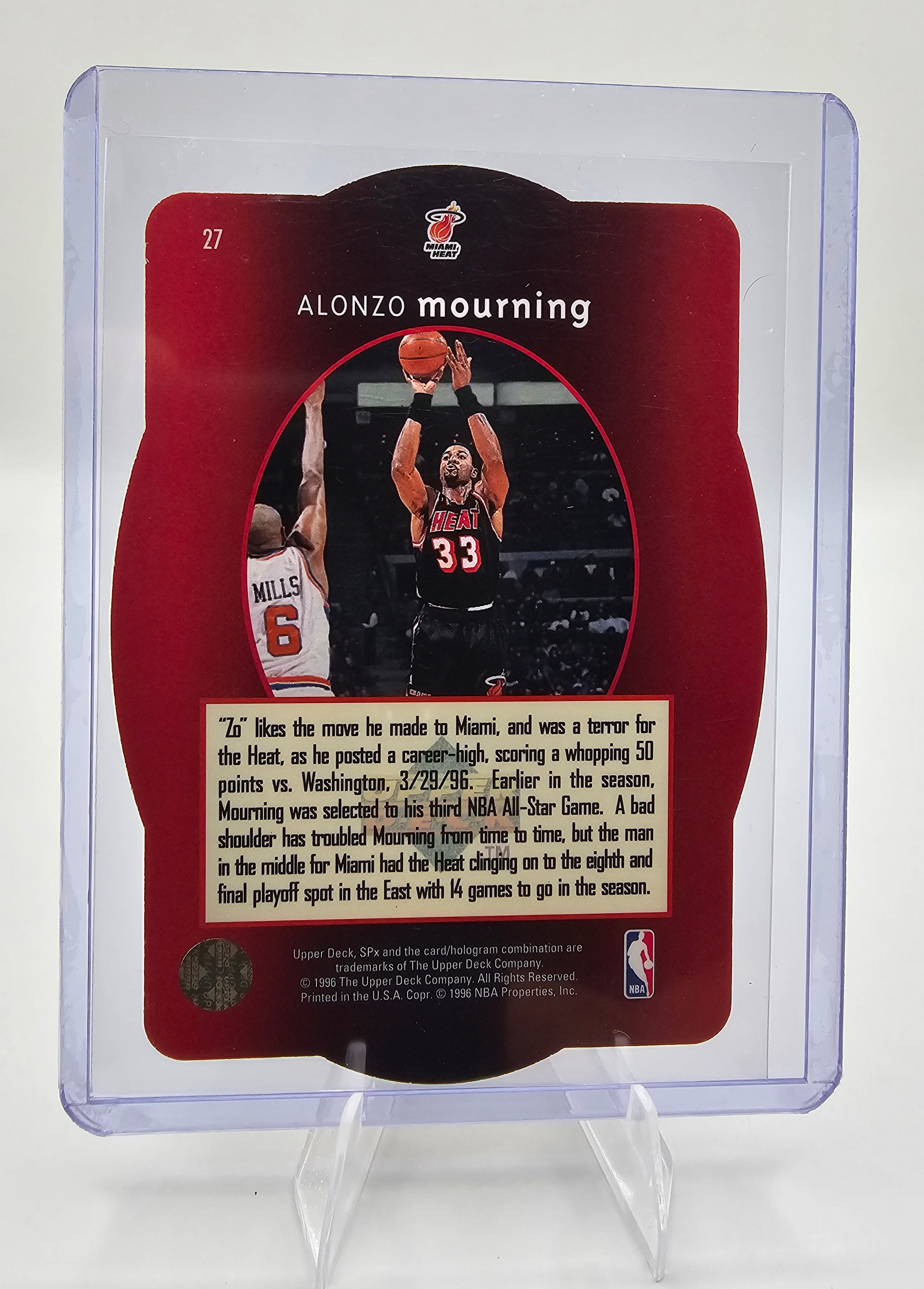 1996 Alonzo Mourning SPx Insert Card