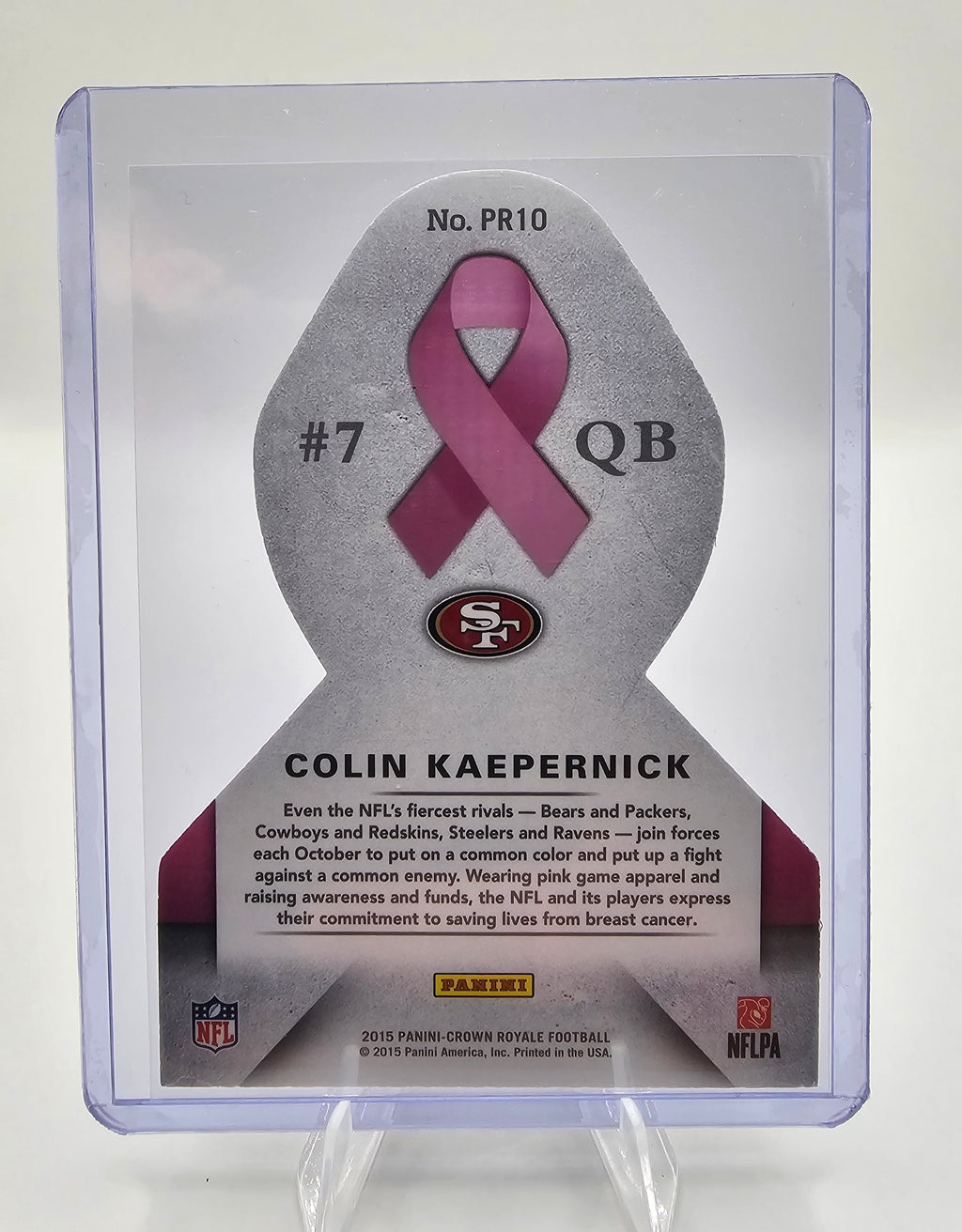 2015 Panini Crown Royale #PR10 Colin Kaepernick Pink Ribbons Die Cuts