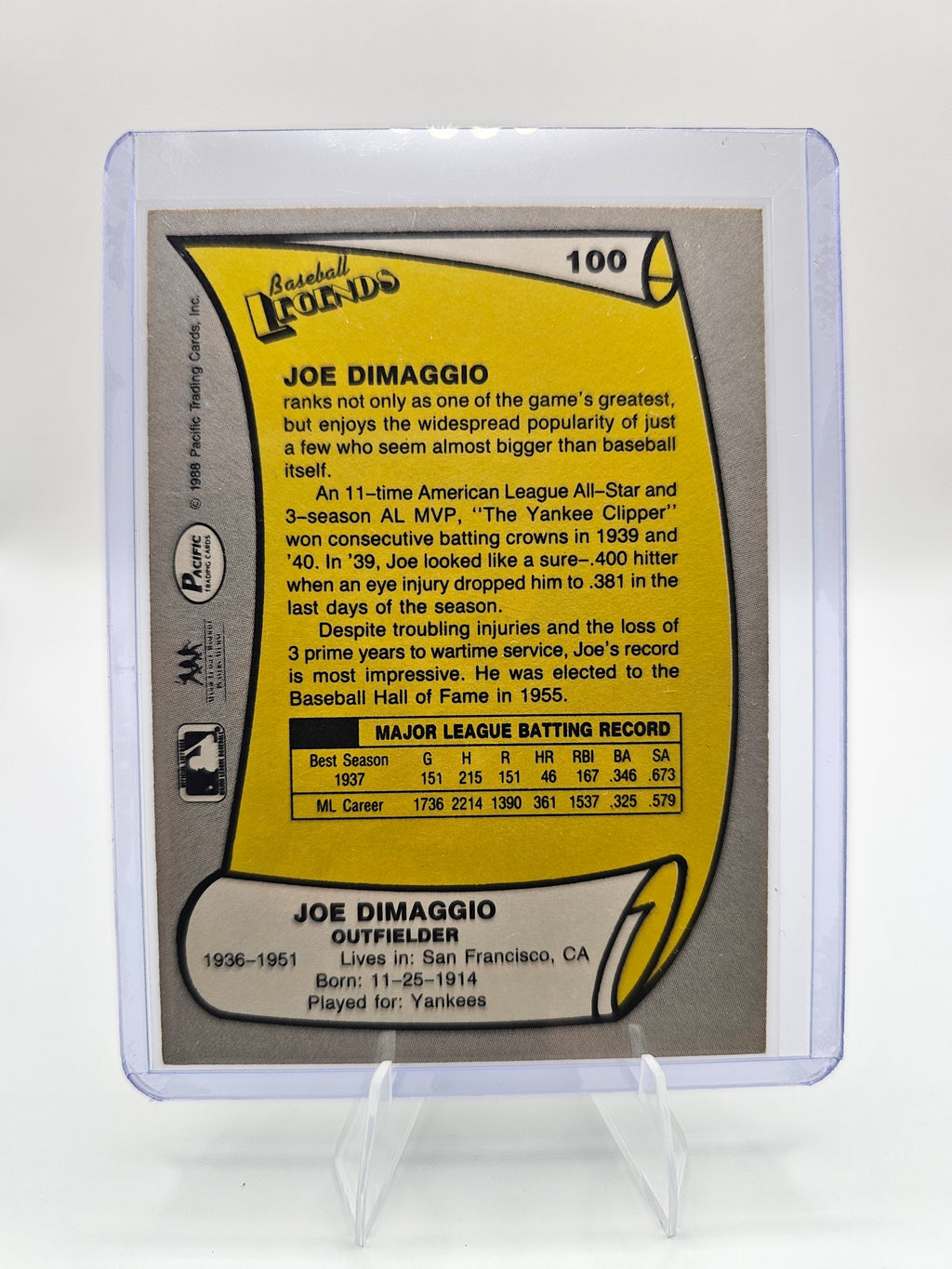 1988 Pacific Legends I #100 Joe DiMaggio