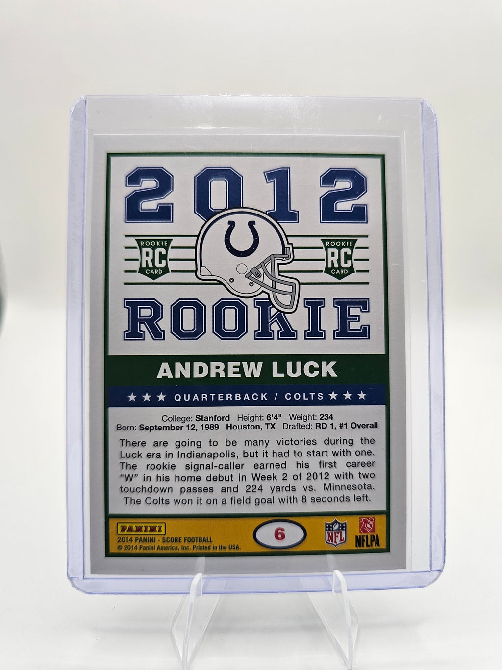 2012 Score #304 Andrew Luck Rookie Card – Indianapolis Colts RC