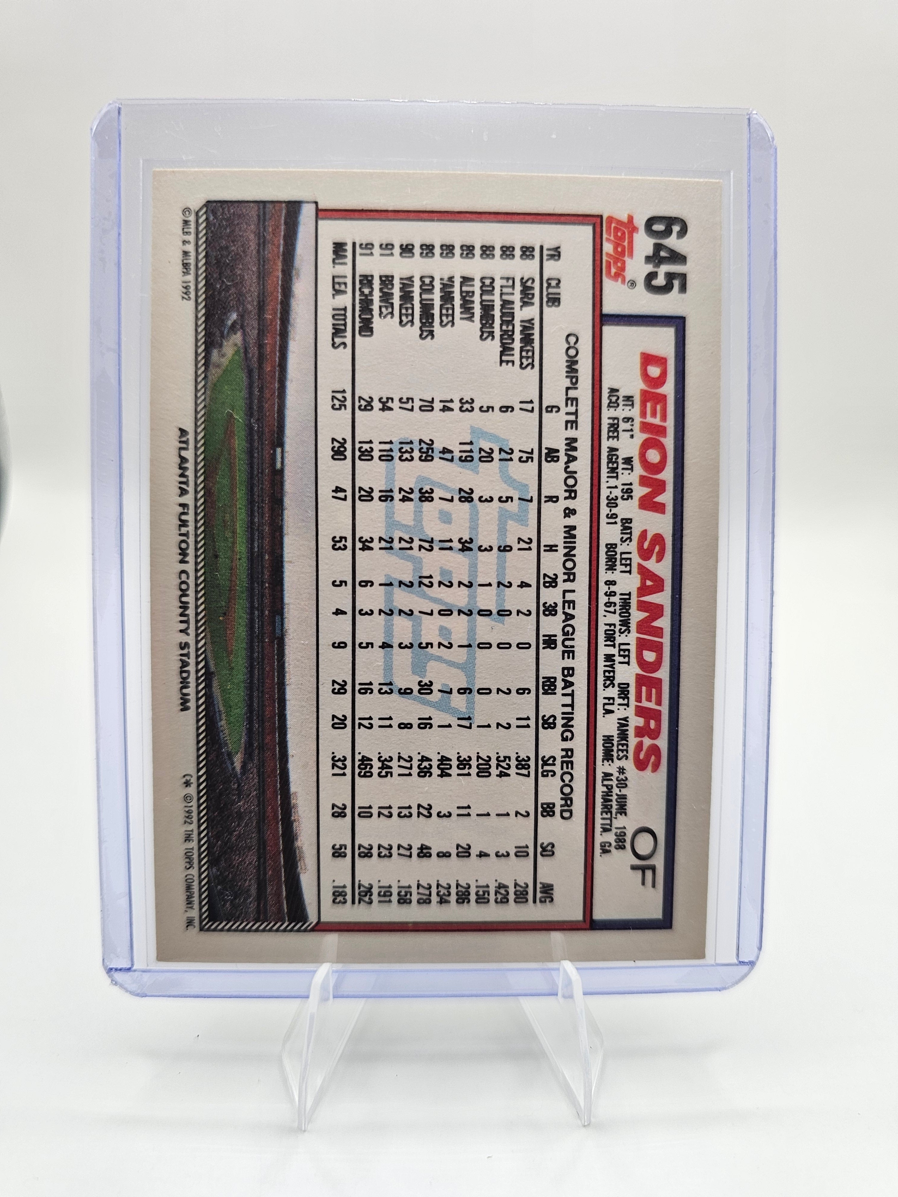 1992 Topps #645 Deion Sanders – Atlanta Braves