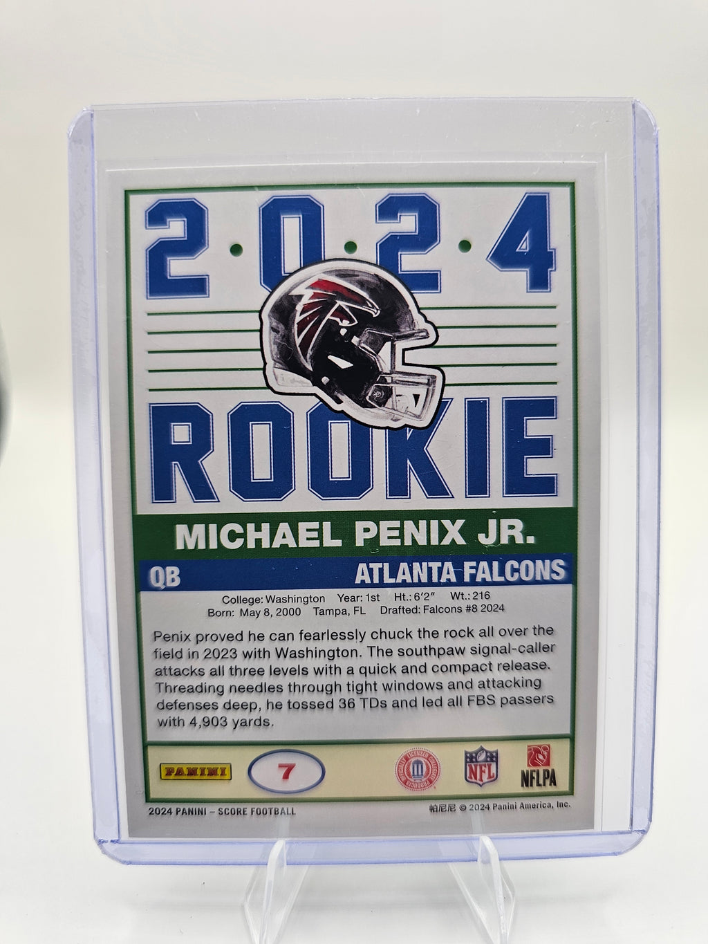 2024 Score Michael Penix Jr. Rookie Card – Atlanta Falcons