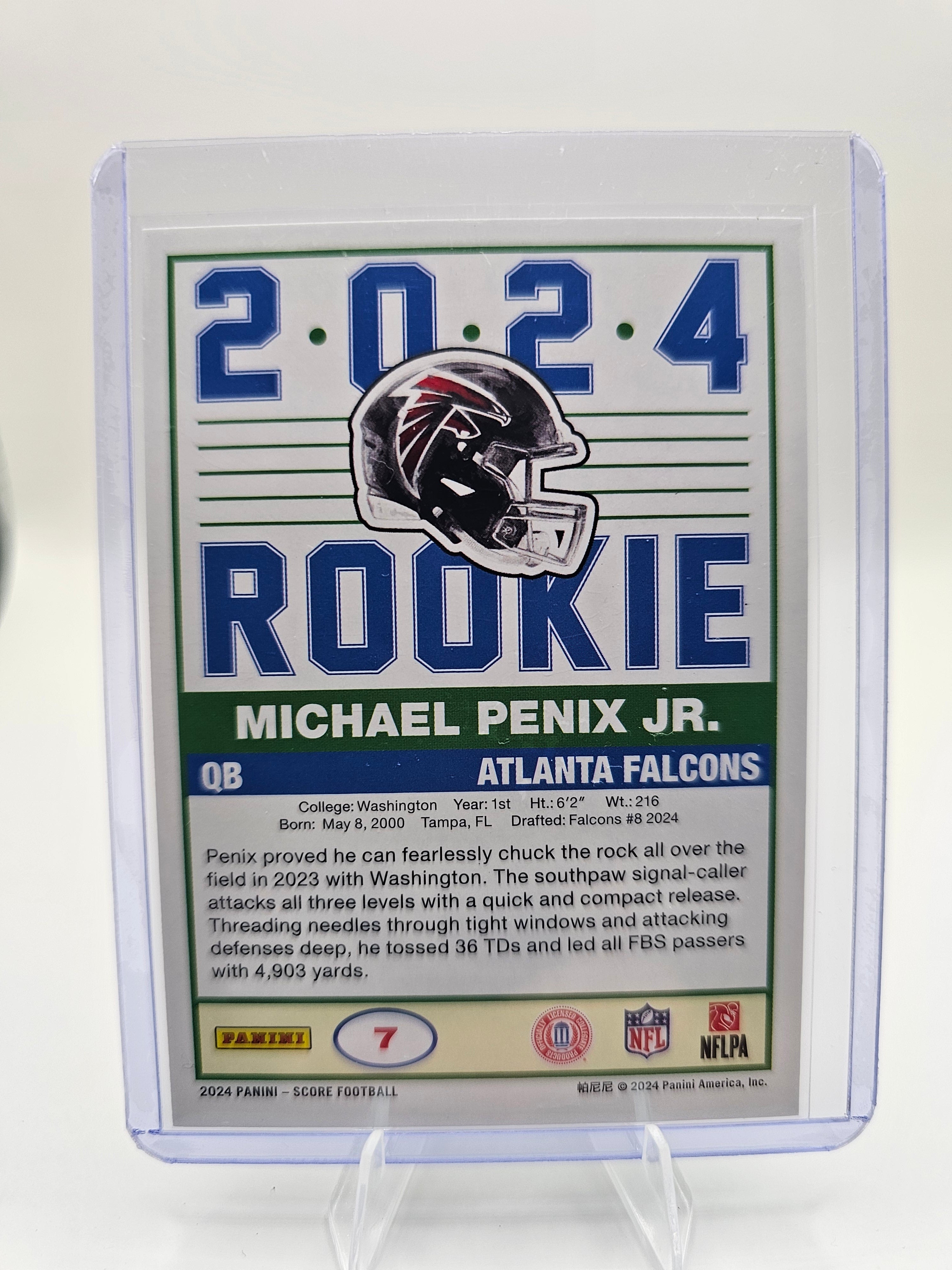 2024 Score Michael Penix Jr. Rookie Card – Atlanta Falcons