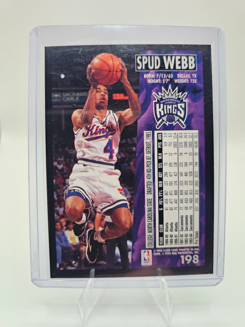 1994-95 Fleer Spud Webb #198 Sacramento Kings Basketball Card