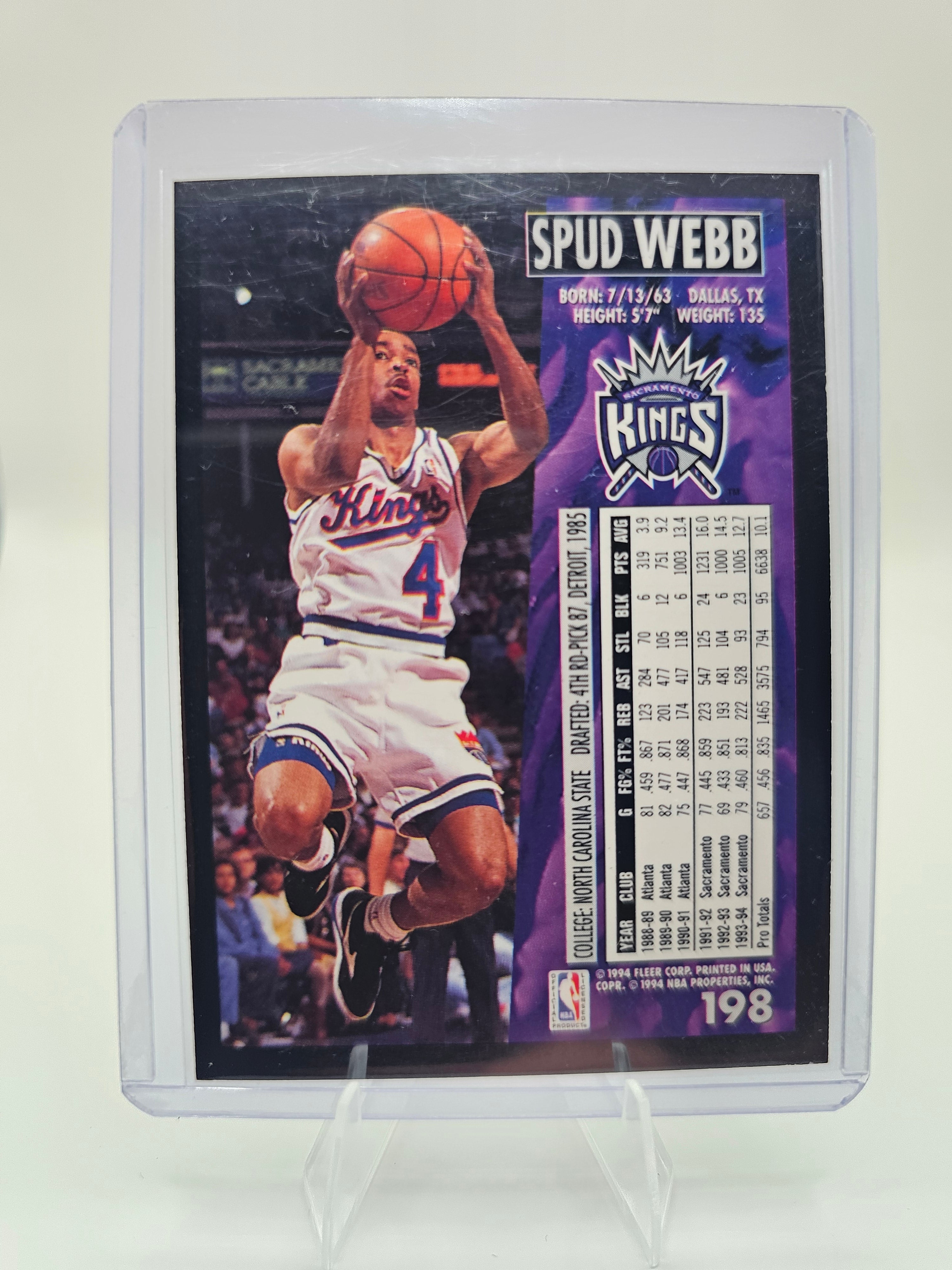 1994-95 Fleer Spud Webb #198 Sacramento Kings Basketball Card