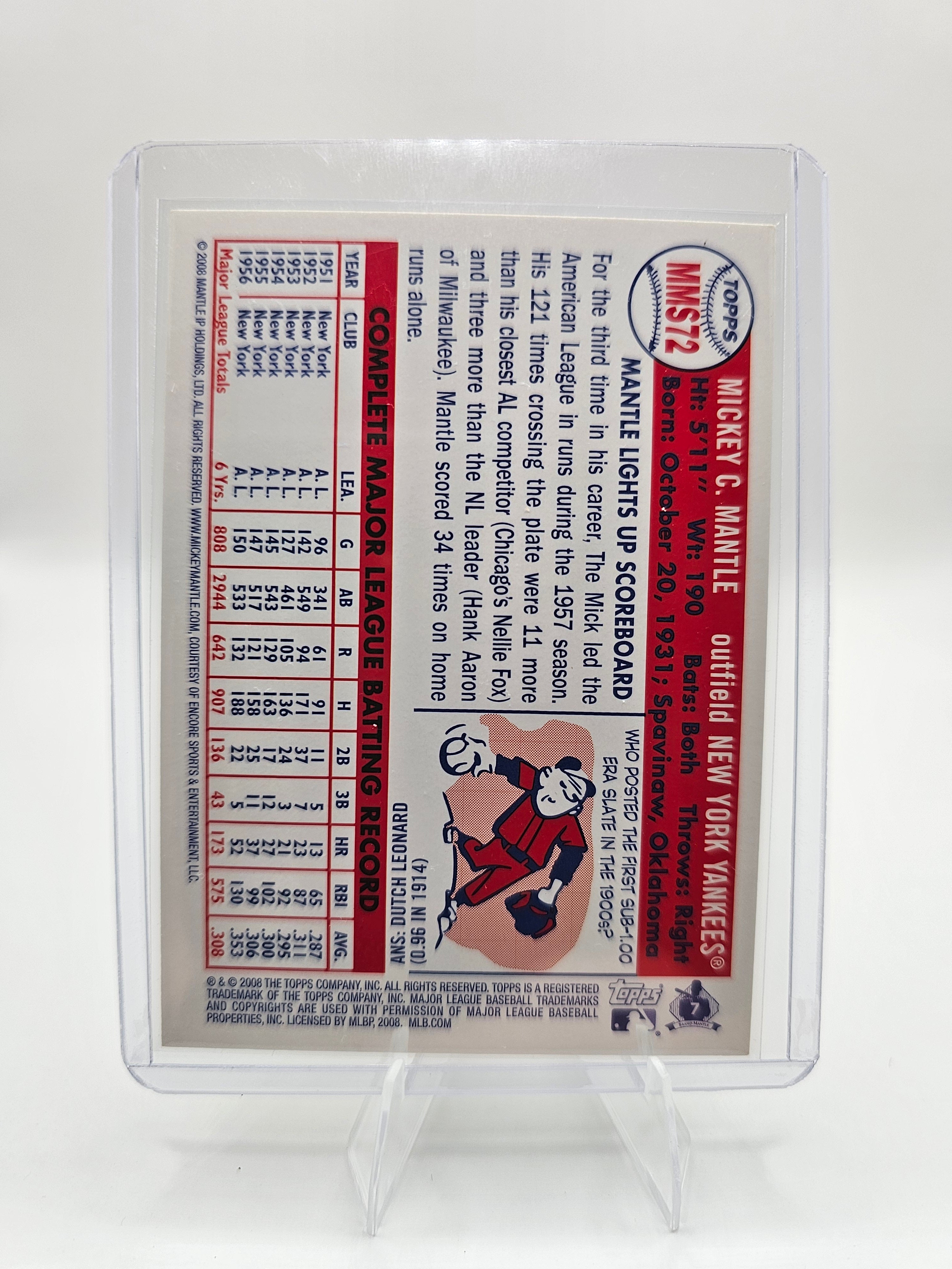 2008 Topps Updates & Highlights #MMS72 Mickey Mantle