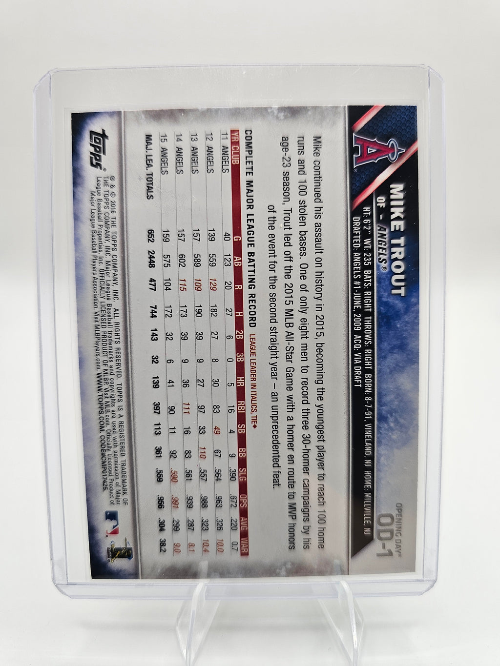 2016 Topps Opening Day #OD-1 Mike Trout