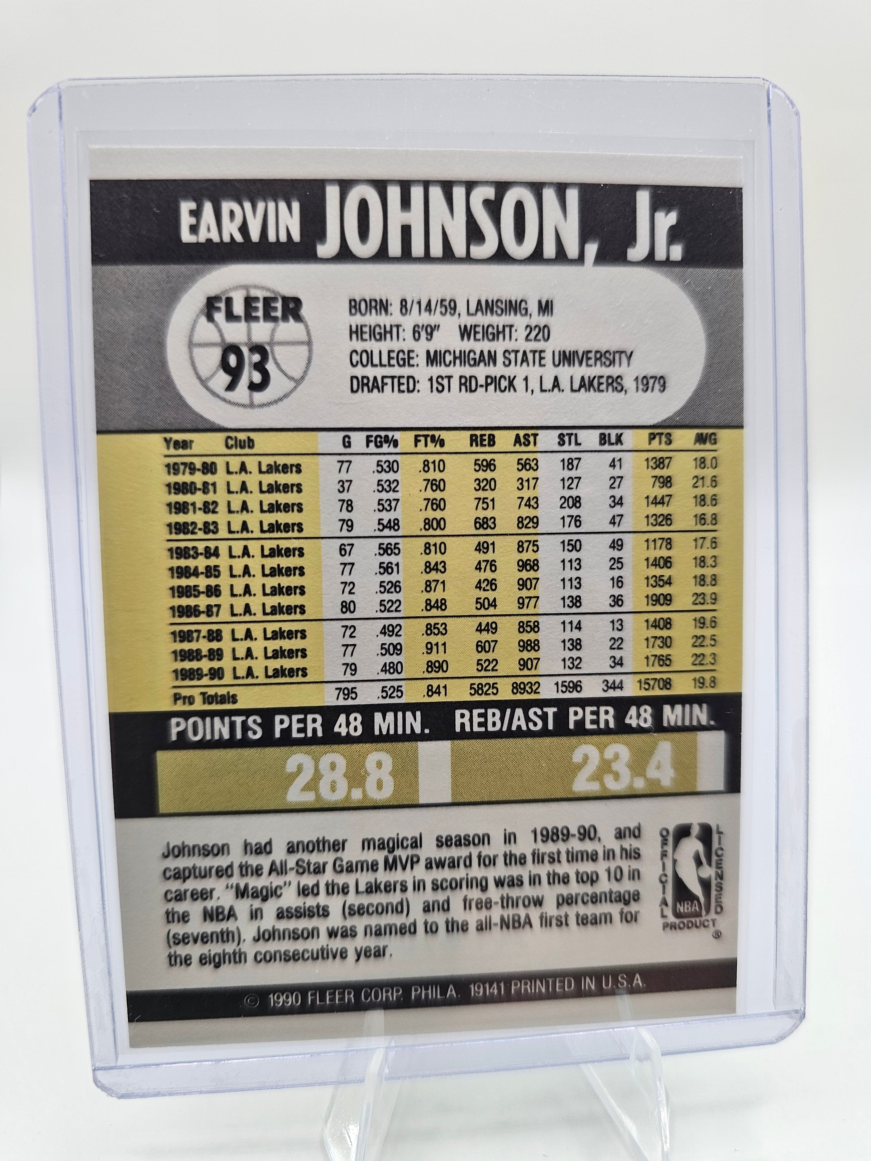 1990-91 Fleer #93 Earvin Johnson