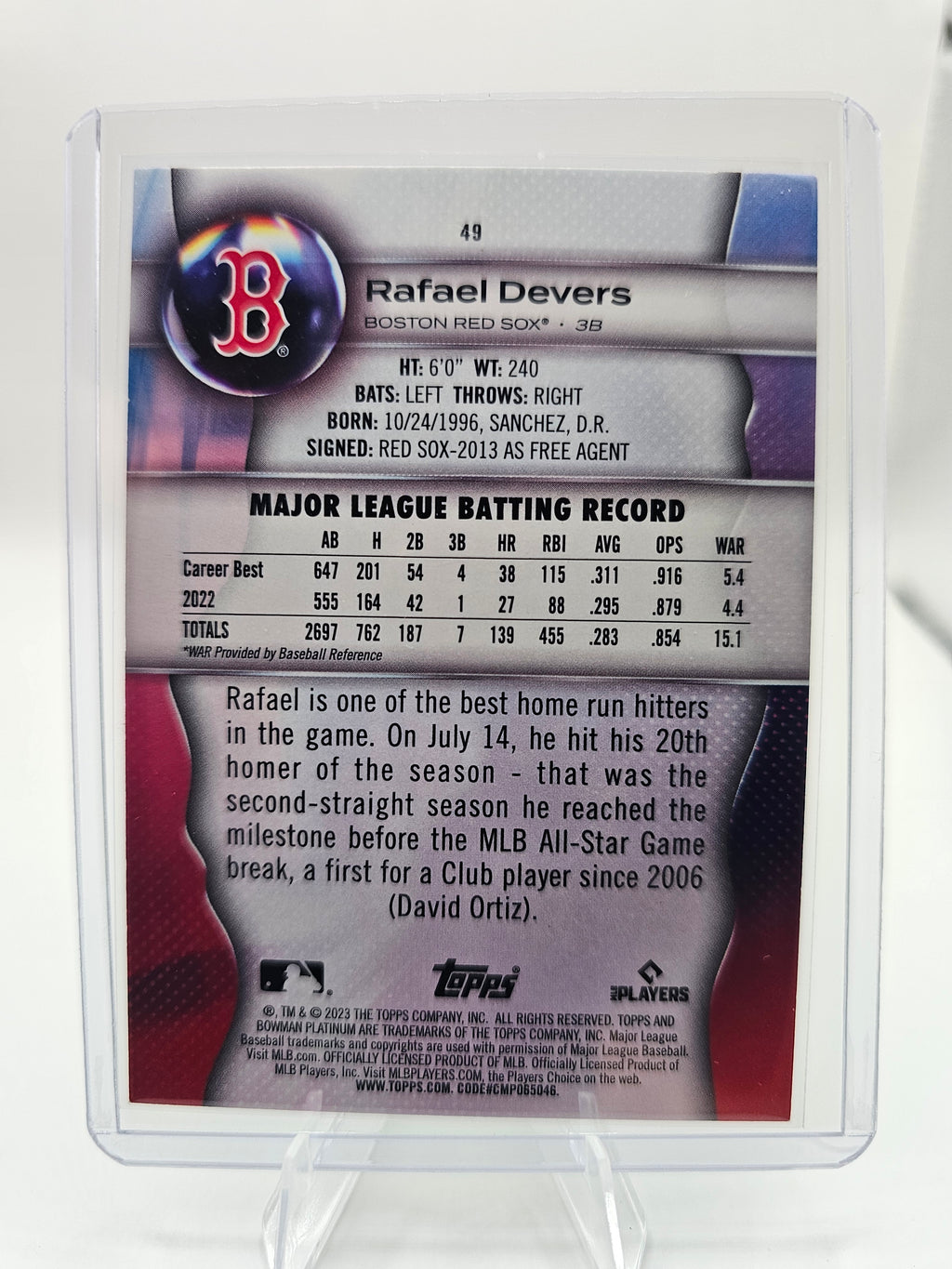 2023 Bowman Platinum #49 Rafael Devers