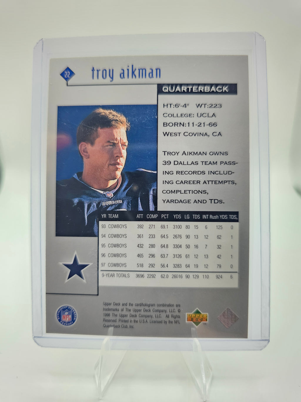 1998 Upper Deck Black Diamond #22 Troy Aikman