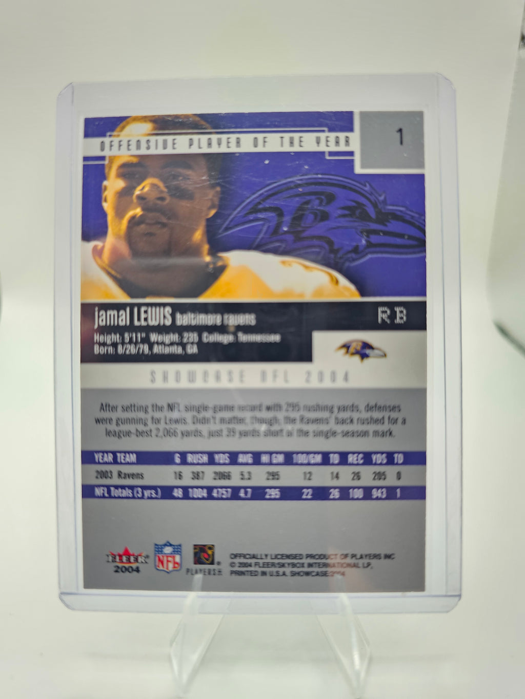 2004 Fleer Showcase #1 Jamal Lewis – Baltimore Ravens