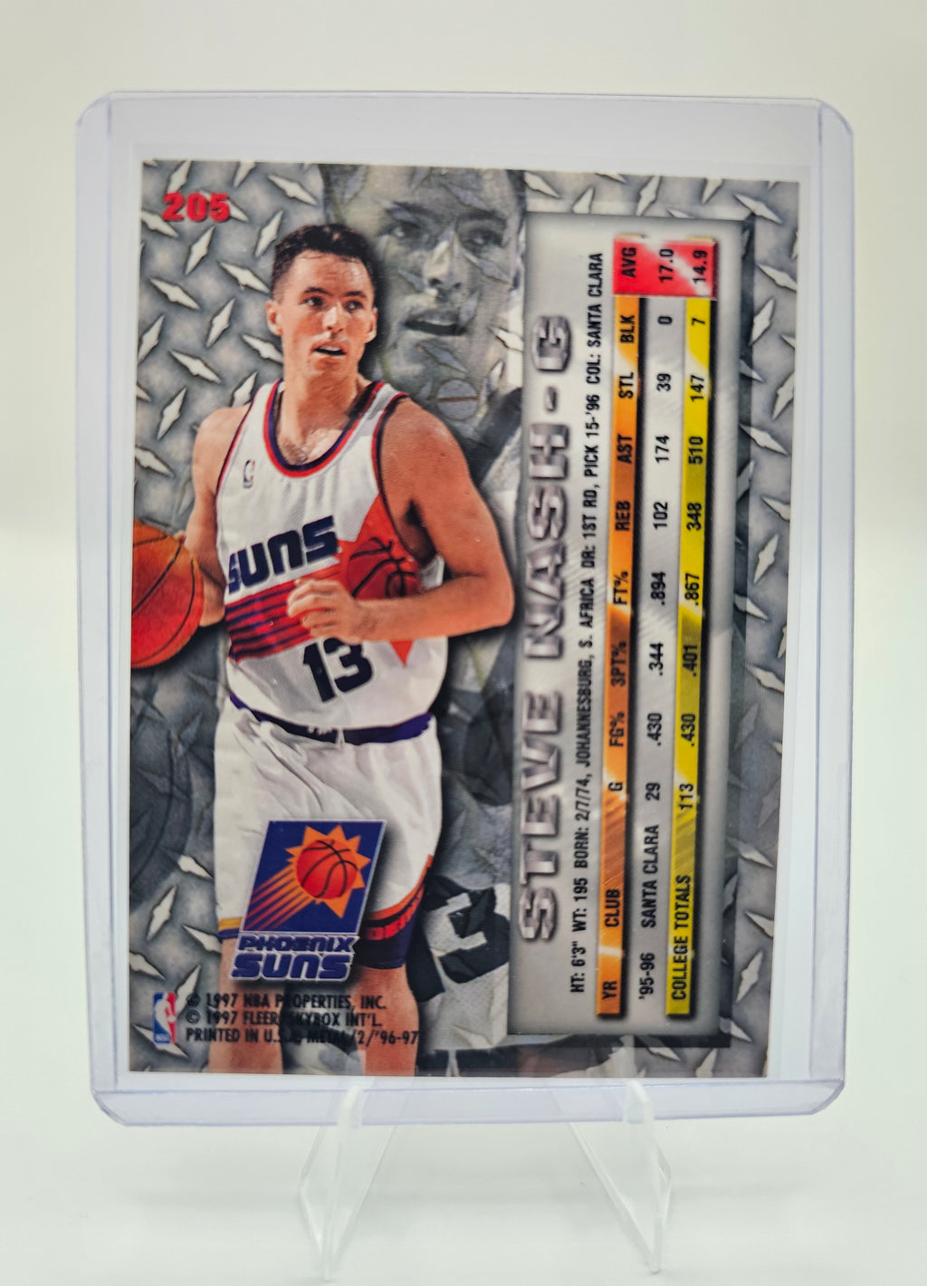 1997 Fleer Metal #205 Steve Nash Rookie Card – Phoenix Suns