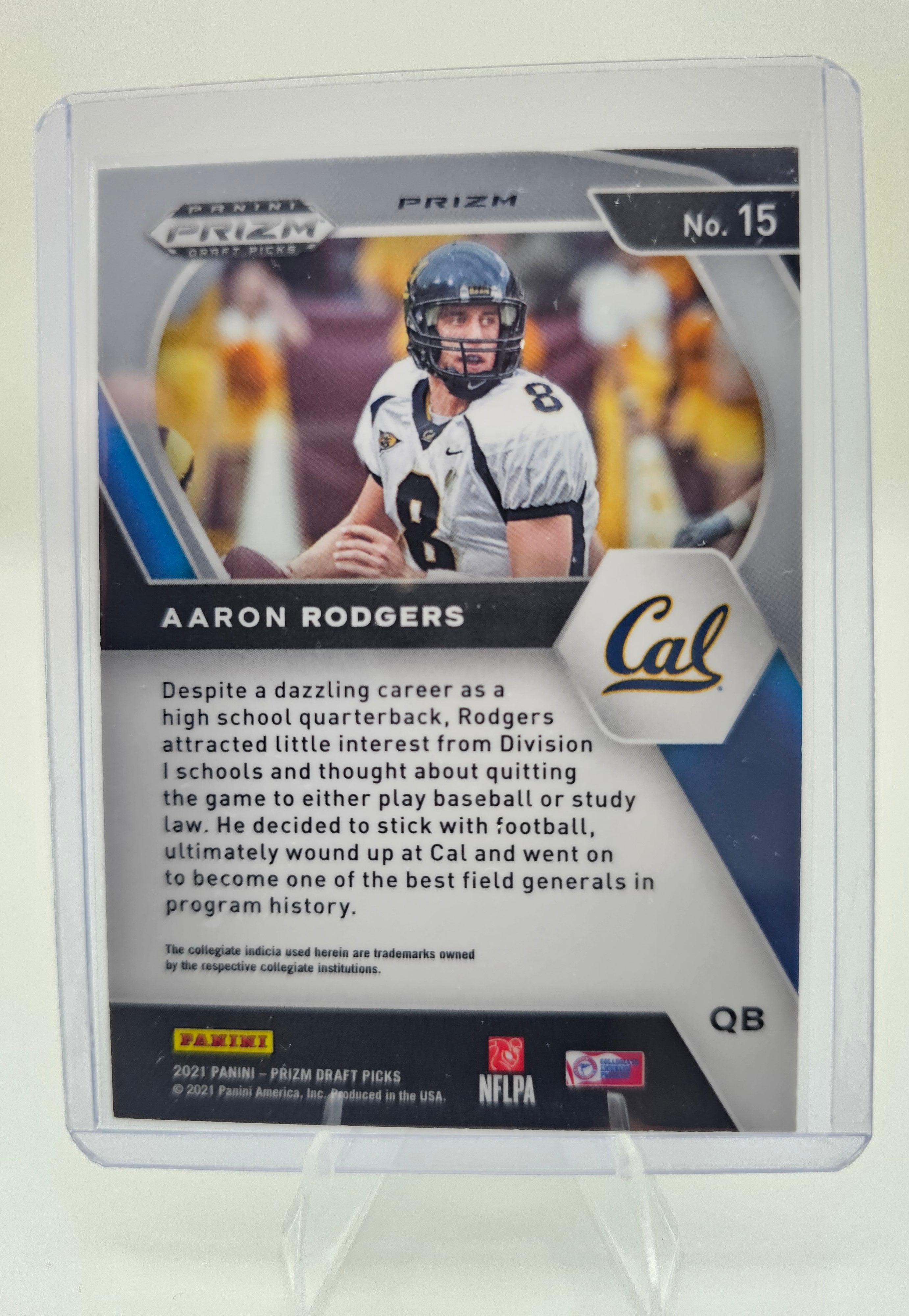 2021 Panini Prizm Draft Picks Collegiate #15 Aaron Rodgers Purple Wave