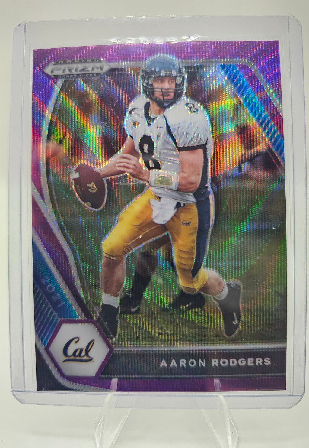 2021 Panini Prizm Draft Picks Collegiate #15 Aaron Rodgers Purple Wave