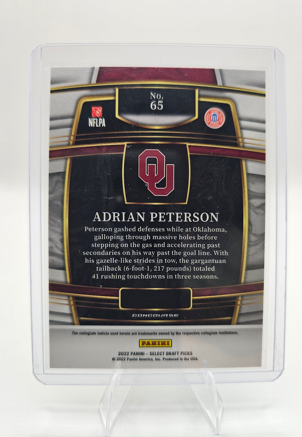 2022 Panini Select Draft Picks #65 Adrian Peterson Blue